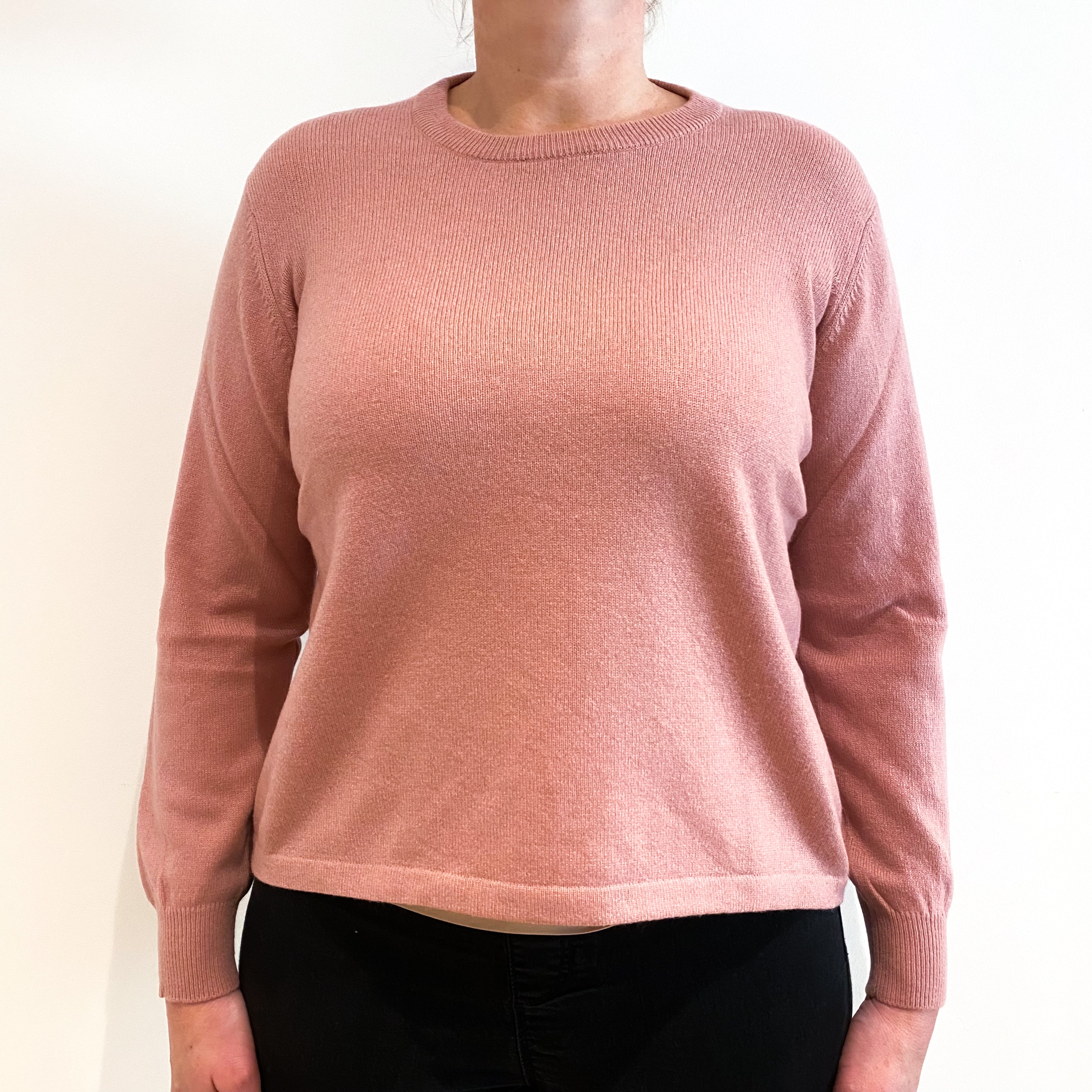 Blush Pink Cashmere Crew Neck Jumper Large
