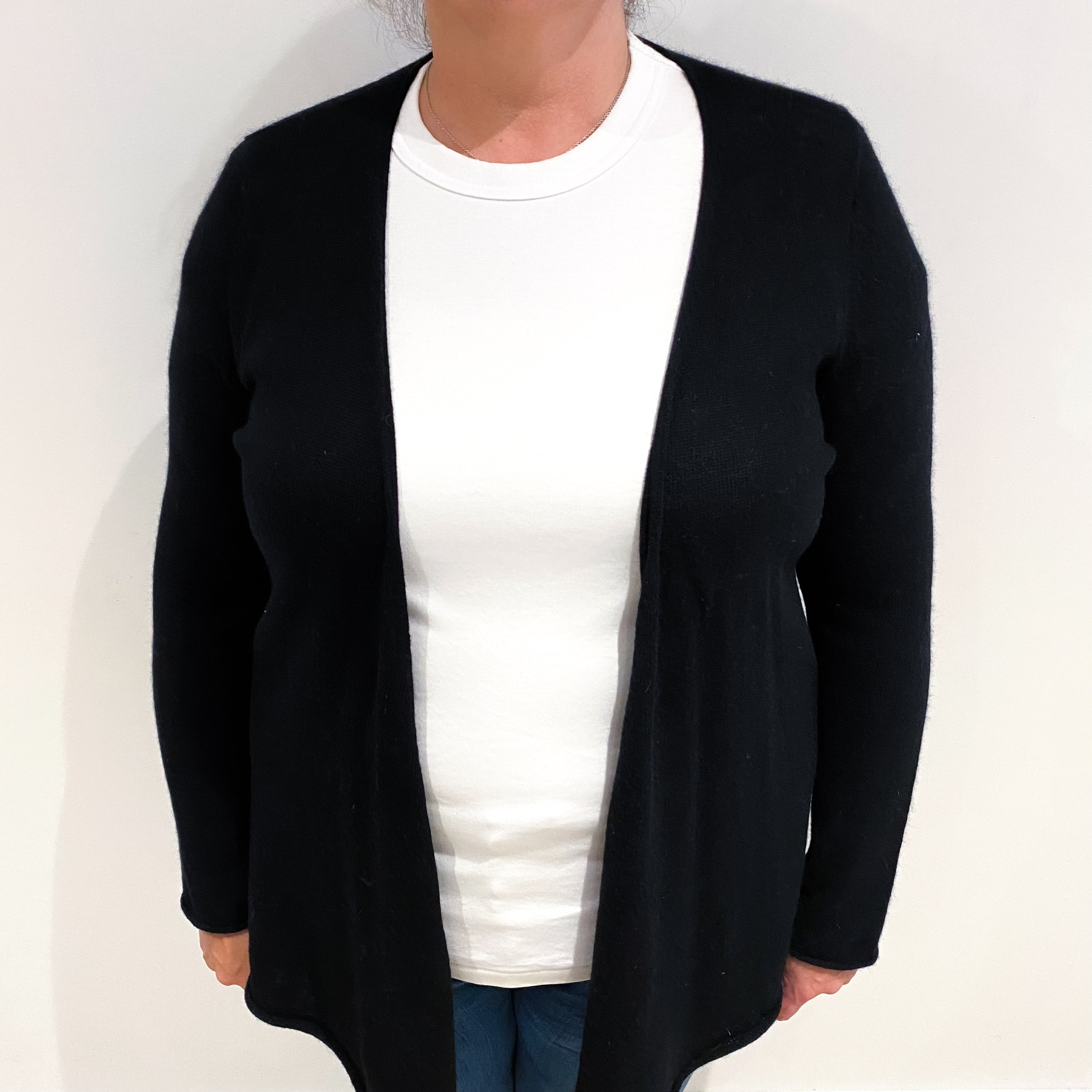 Black Cashmere Tie Front Cardigan Extra Large