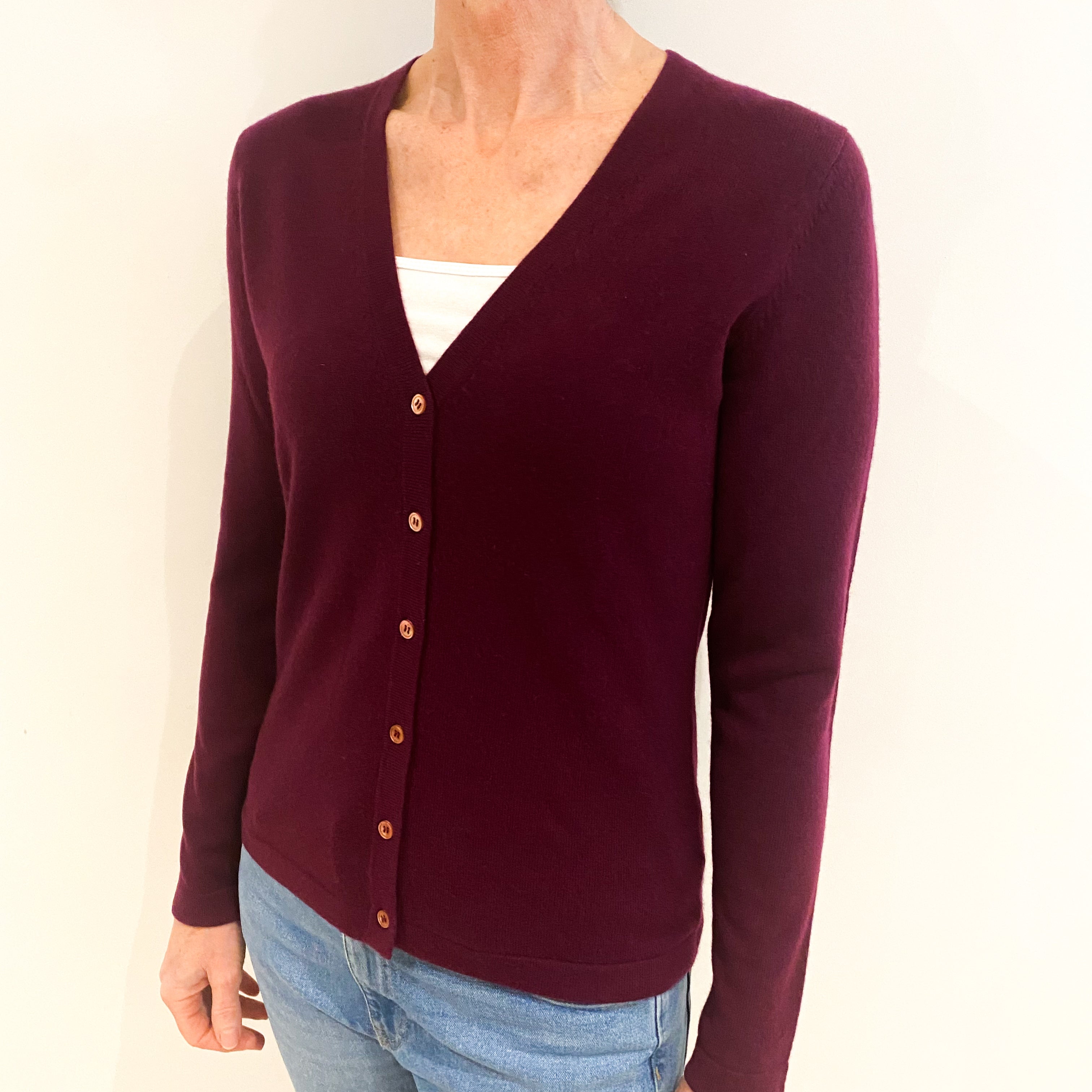 New Mulberry Purple Cashmere V Neck Cardigan Small