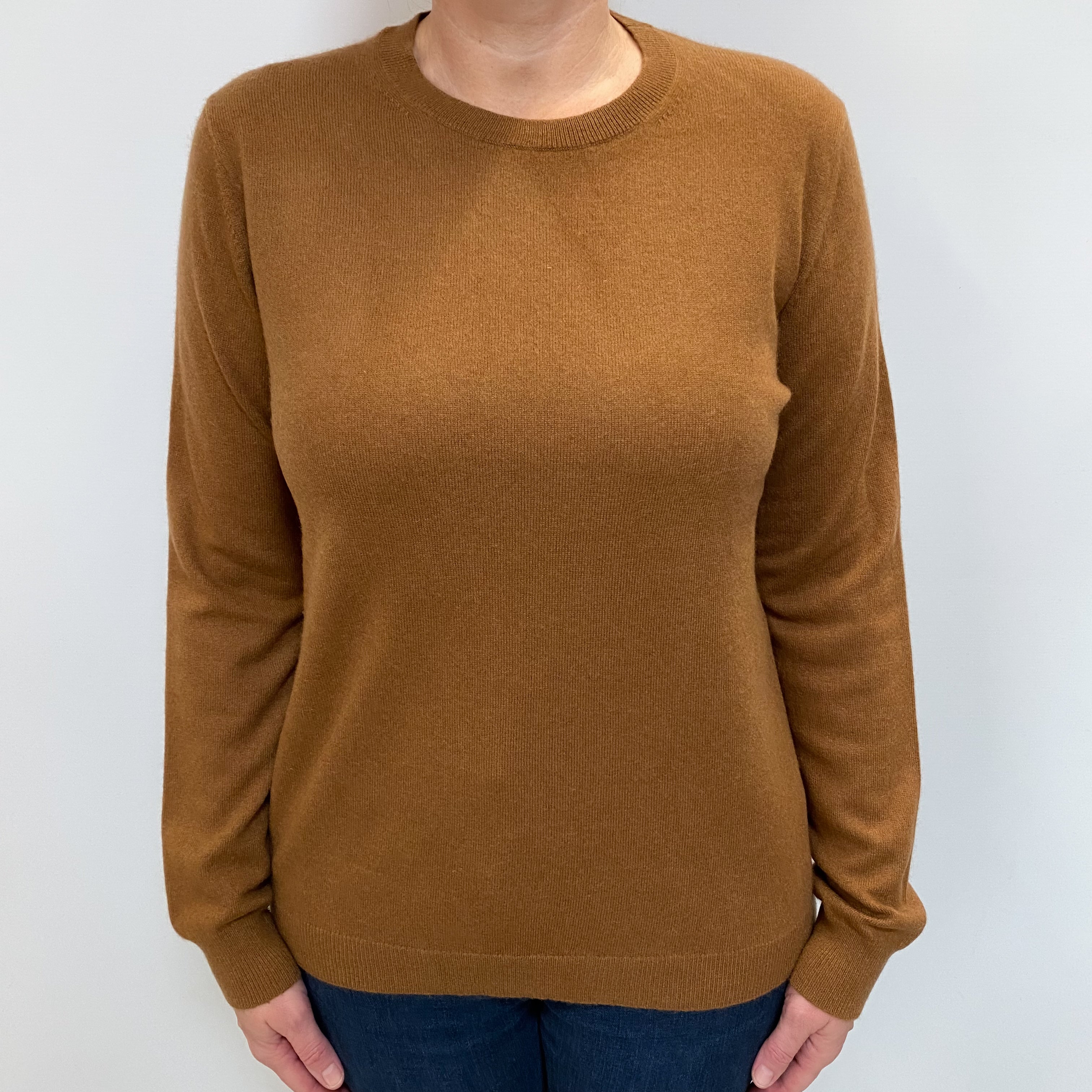 Cinnamon Brown Cashmere Crew Neck Jumper Large