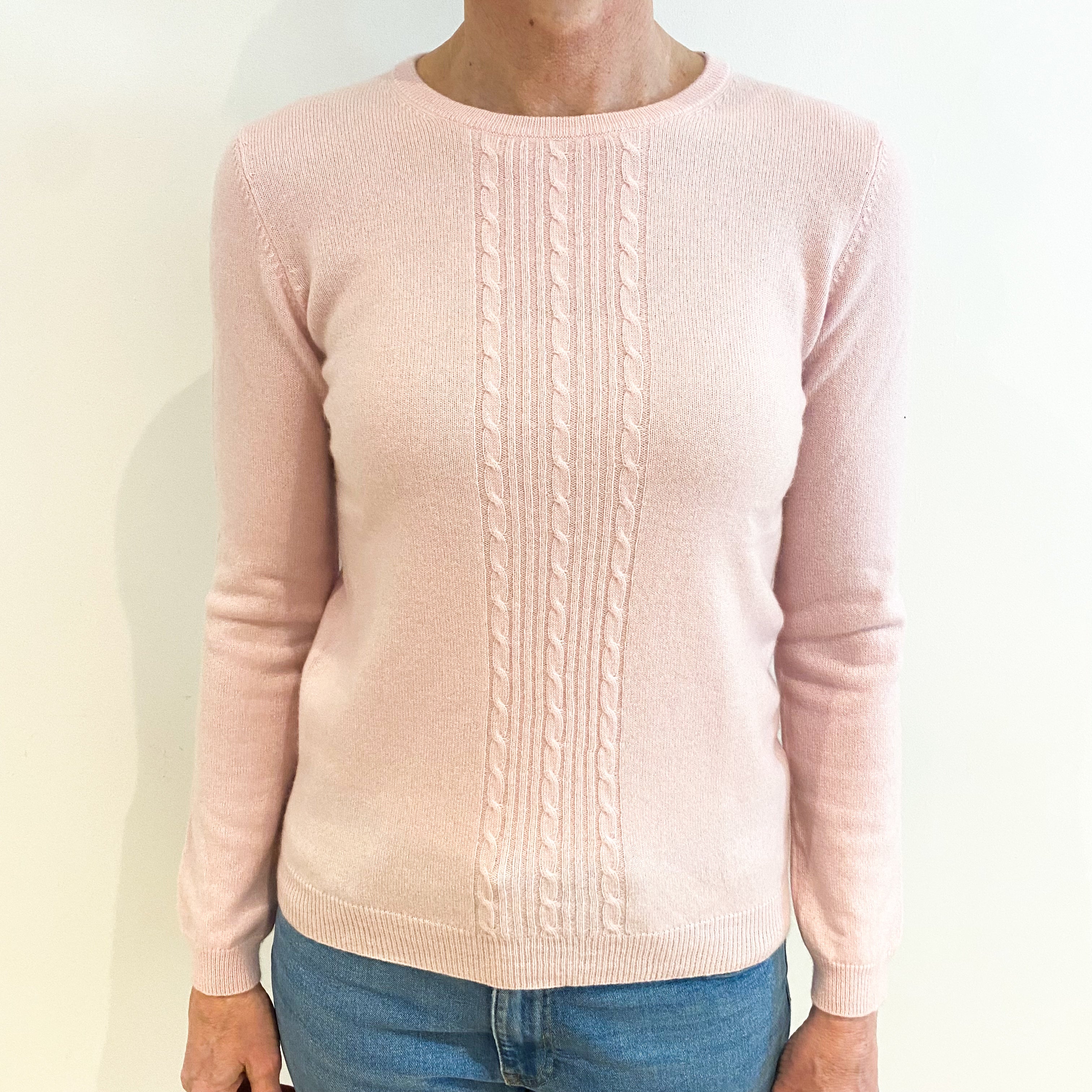 Shell Pink Cashmere Crew Neck Jumper Small
