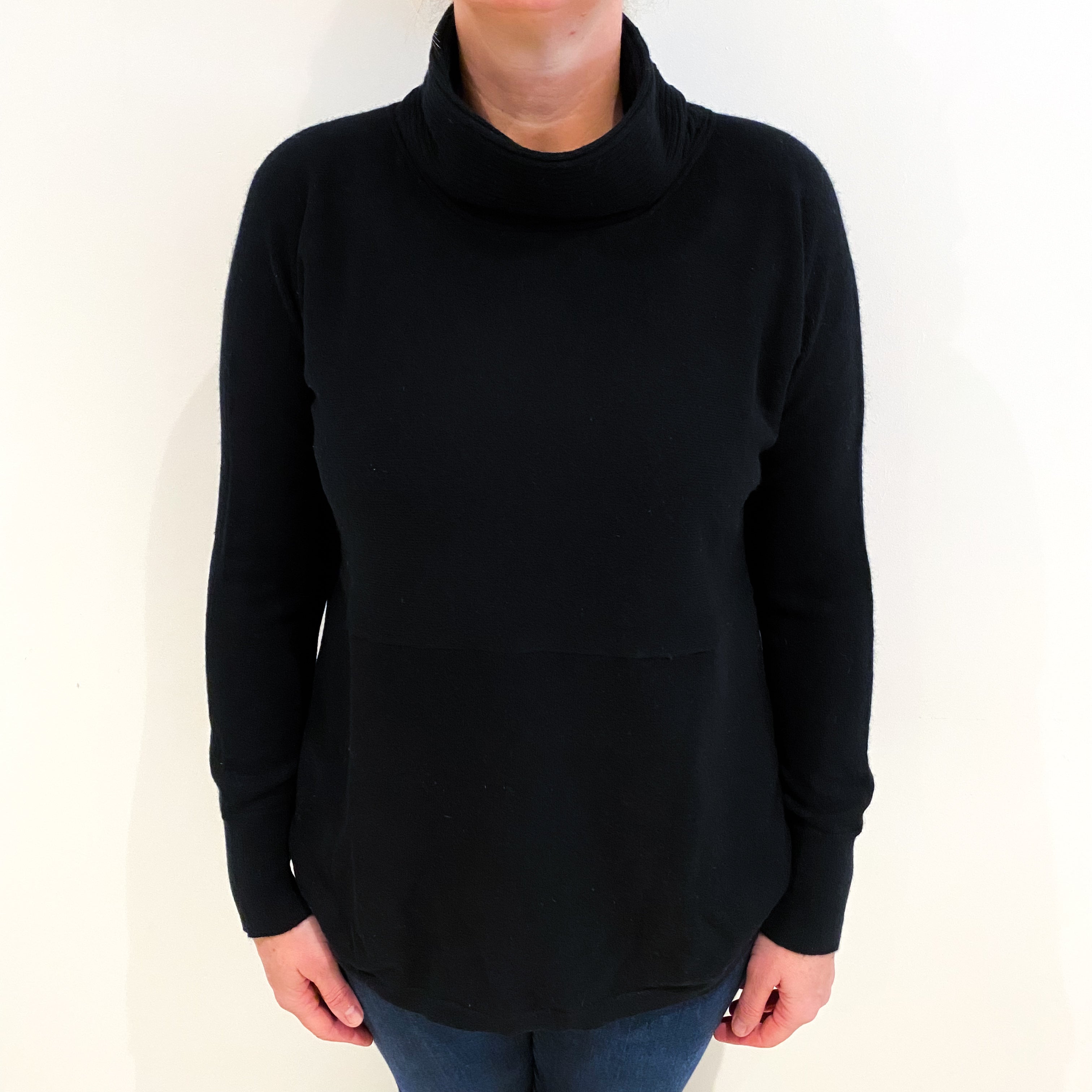 Black Cashmere Cowl Neck Jumper Large