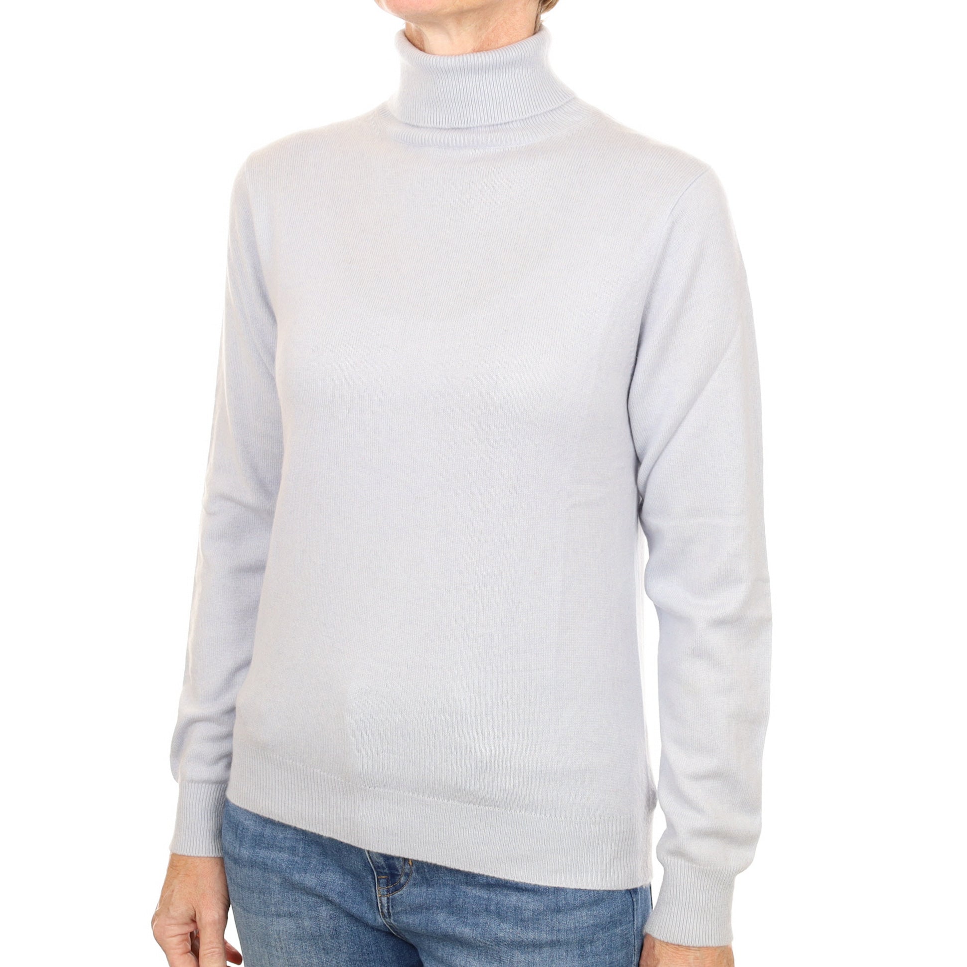 Baby Blue Cashmere Polo Neck Jumper Small