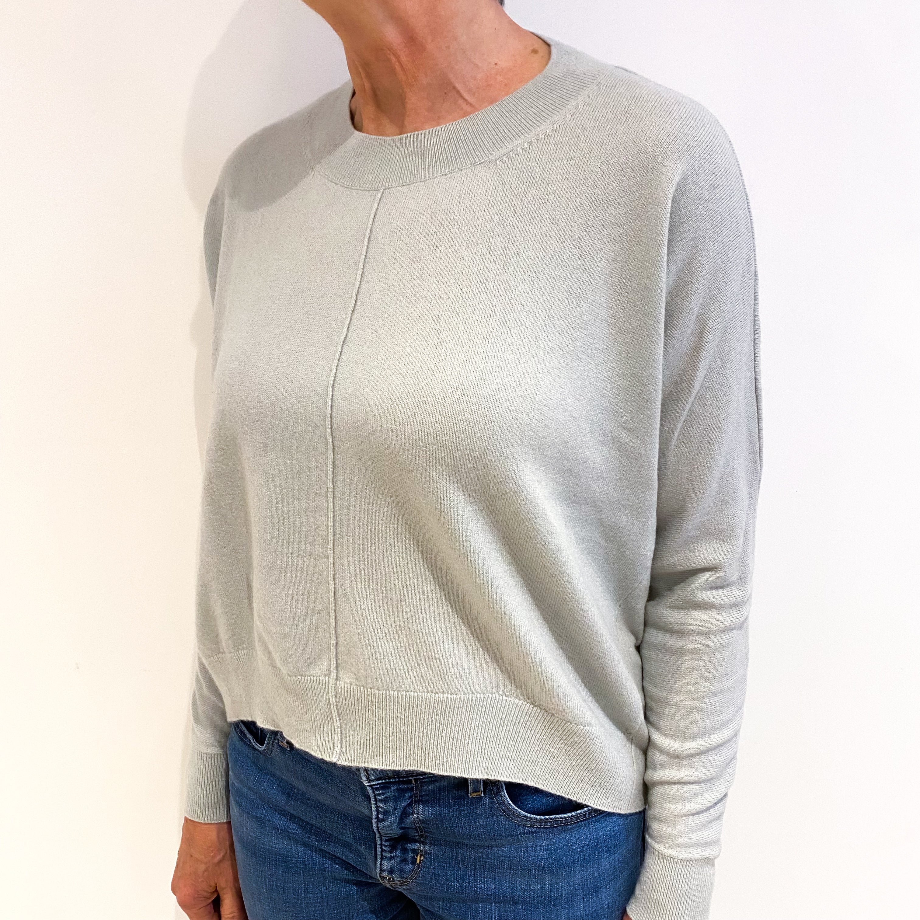 COS Pale Dusky Green Cashmere Crew Neck Jumper Medium