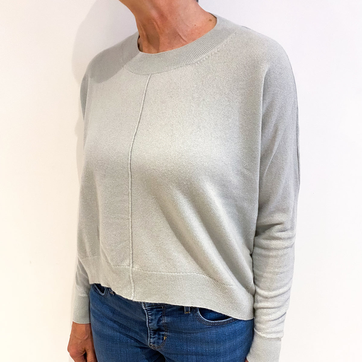 COS Pale Dusky Green Cashmere Crew Neck Jumper Medium