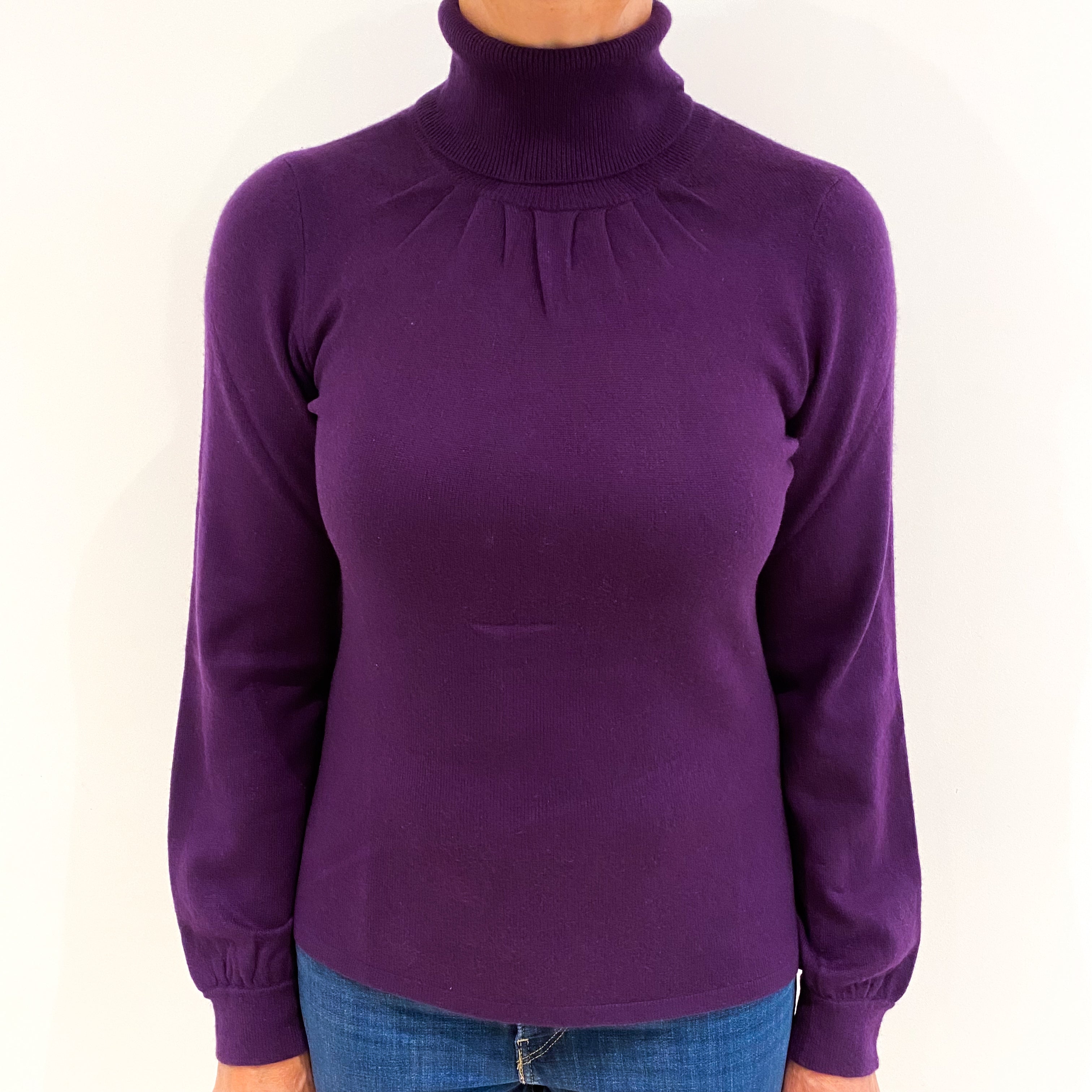 Iris Purple Cashmere Polo Neck Jumper Medium