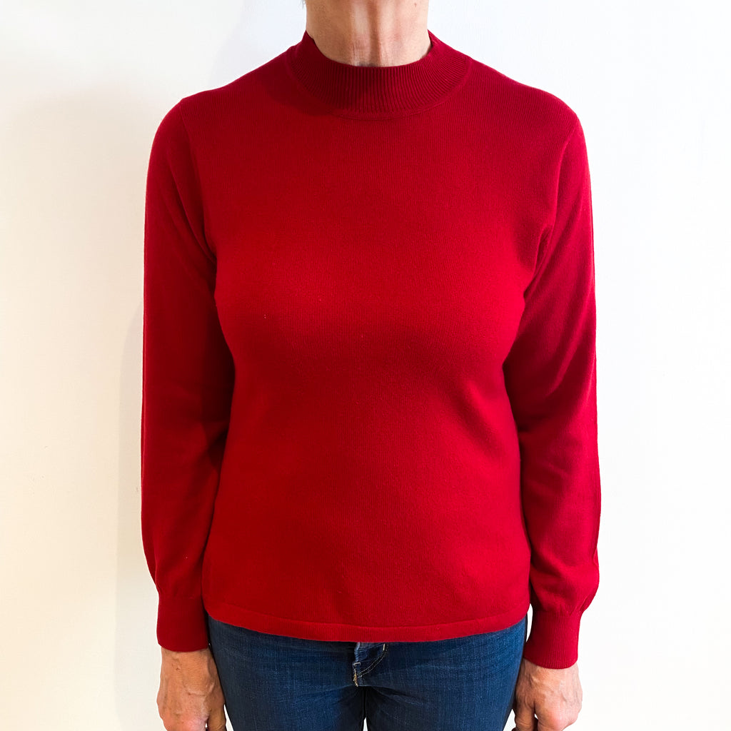 Post Box Red Cashmere Turtle Neck Jumper Medium