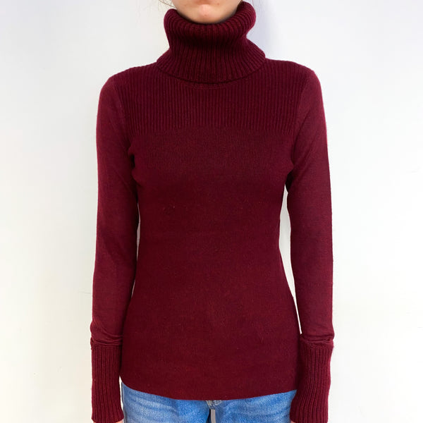 Veronica Beard Wine Red Cashmere Polo Neck Jumper Extra Small