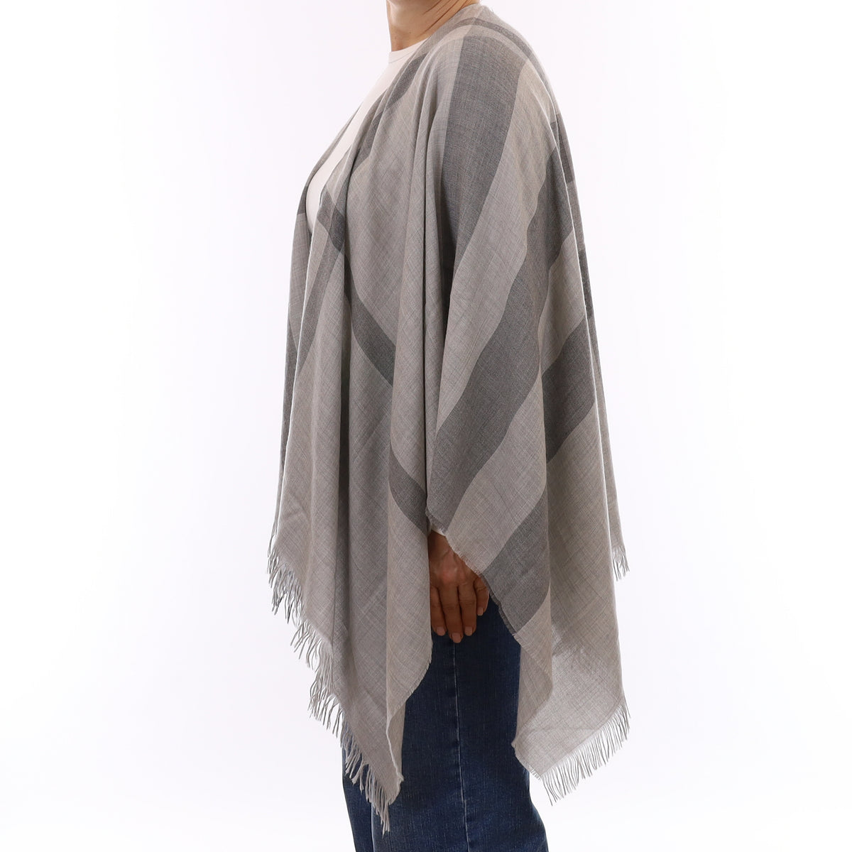 Burberry Grey Plaid Fine Woven Cashmere Stole