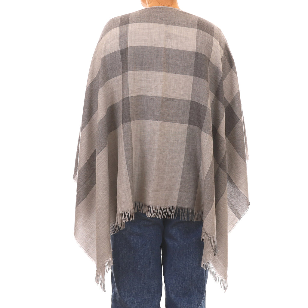 Burberry Grey Plaid Fine Woven Cashmere Stole