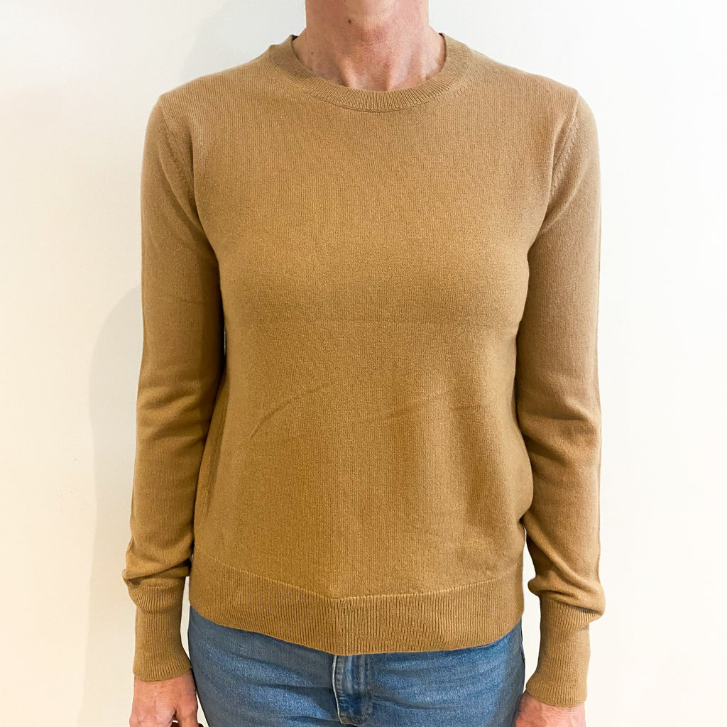 Caramel Brown Cashmere Crew Neck Jumper Small