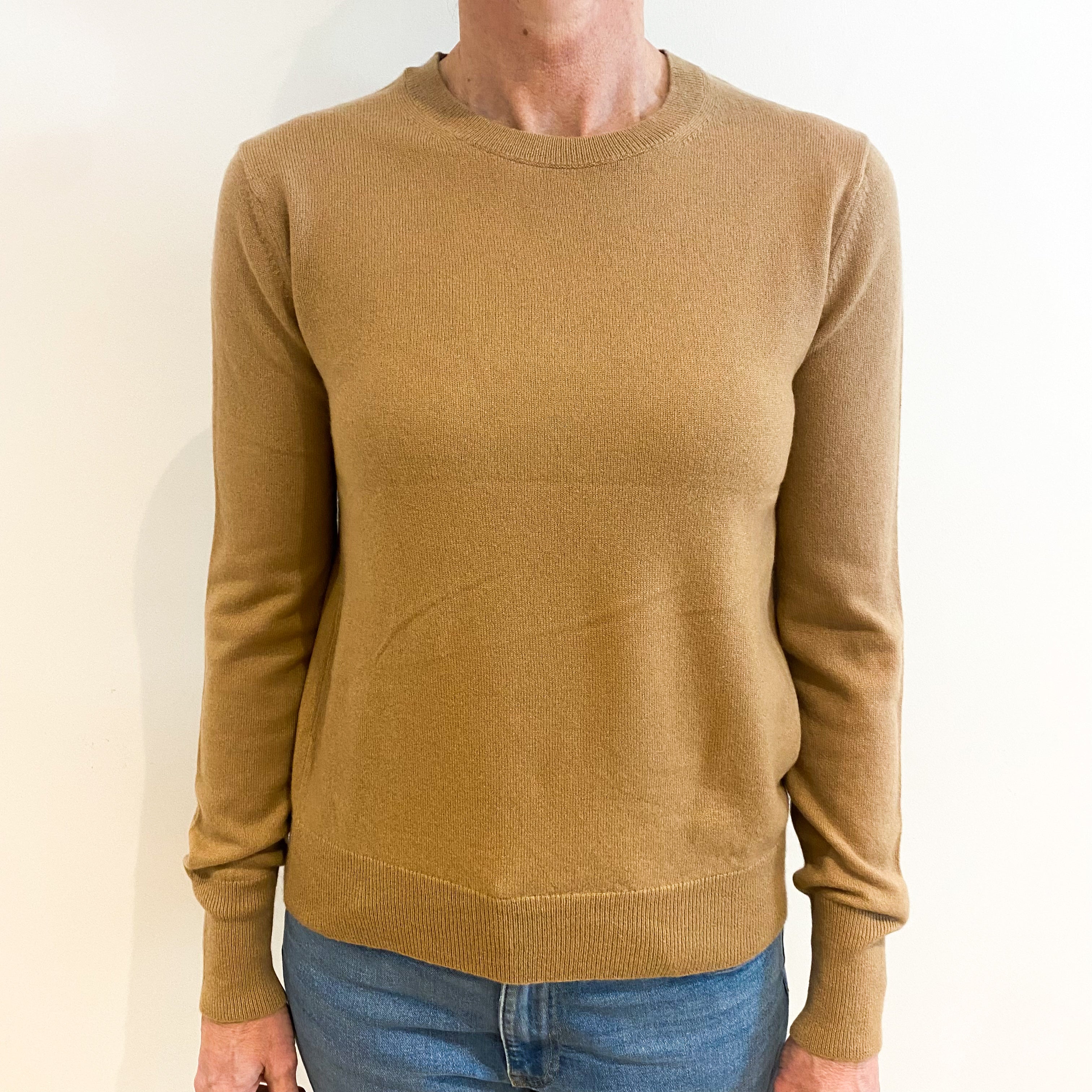 Caramel Brown Cashmere Crew Neck Jumper Small