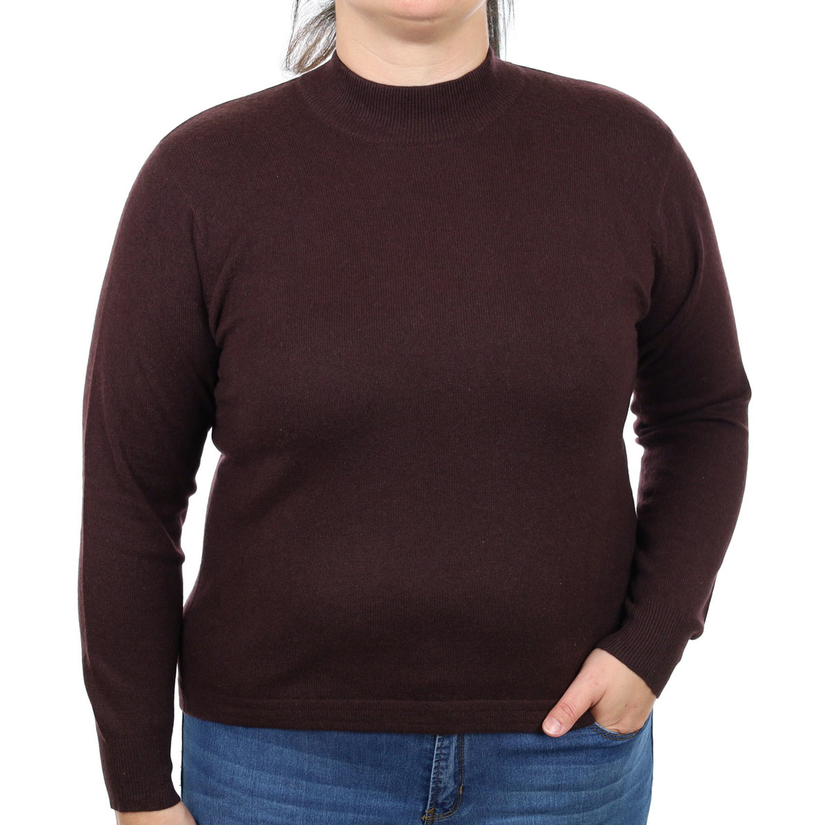 Aubergine Purple Cashmere Turtle Neck Jumper Large