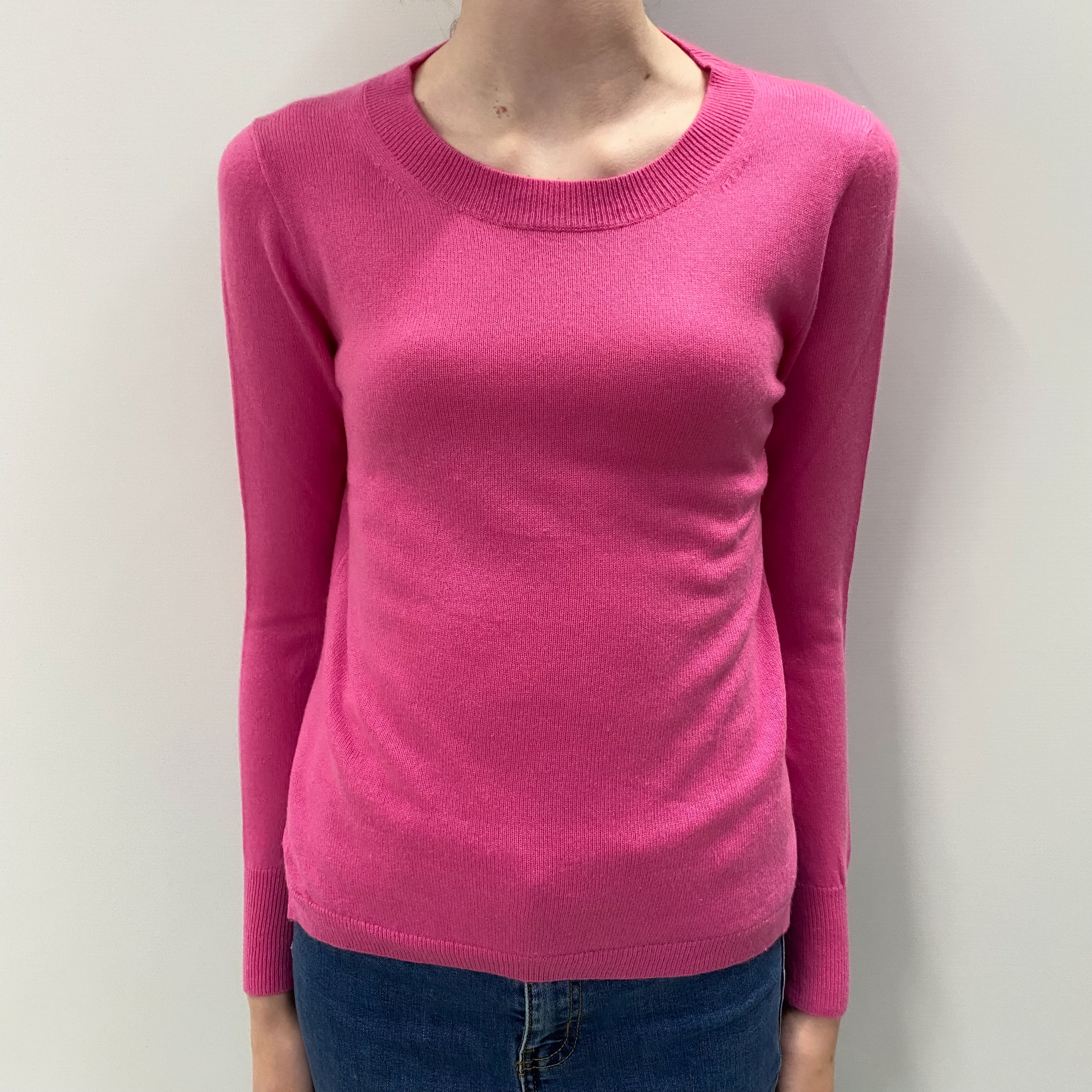 Hot Pink Cashmere Crew Neck Jumper Extra Small