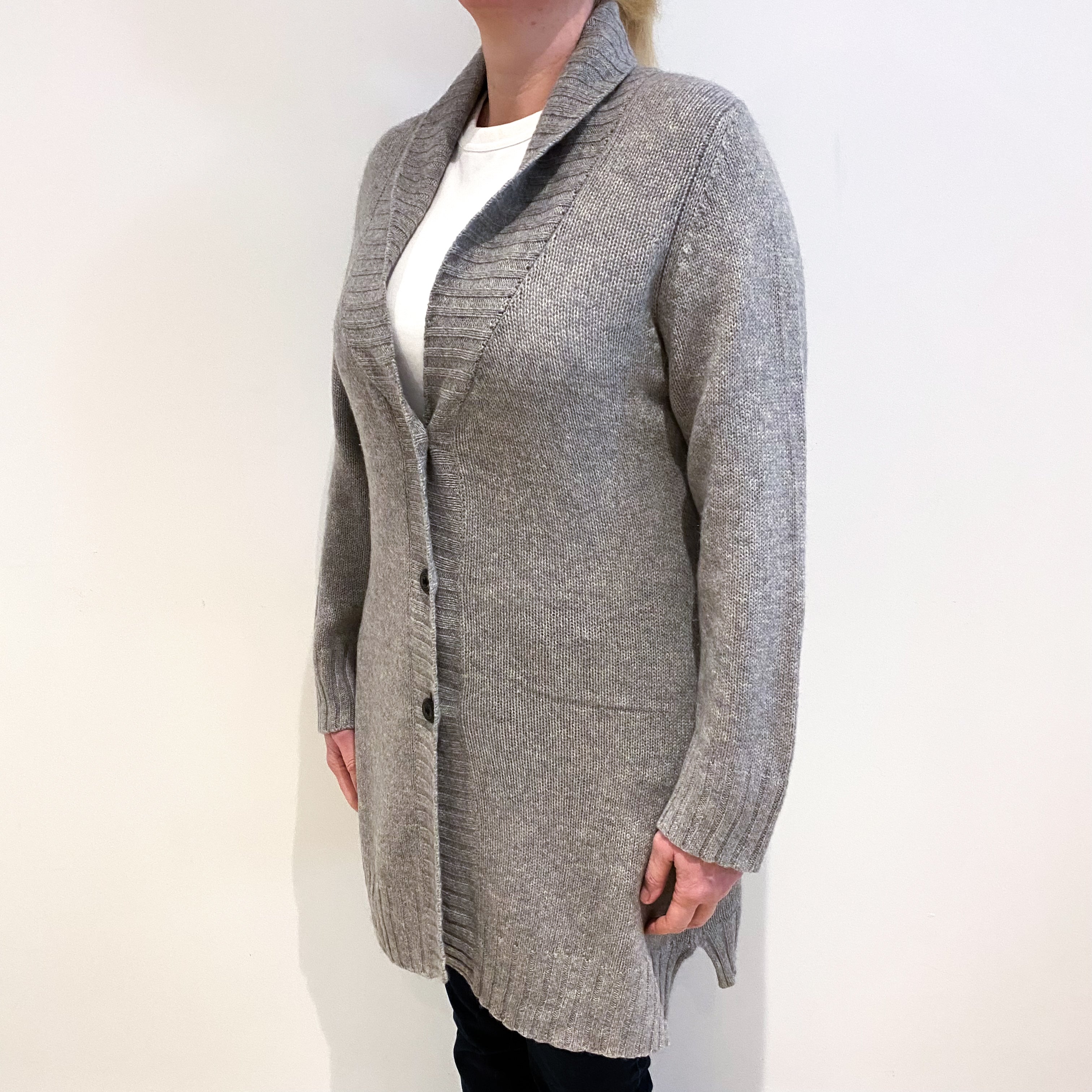 Smoke Grey Cashmere Shawl Cardigan Large