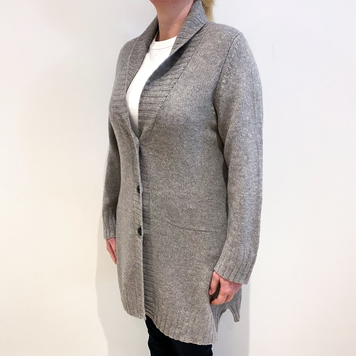 Smoke Grey Cashmere Shawl Cardigan Large