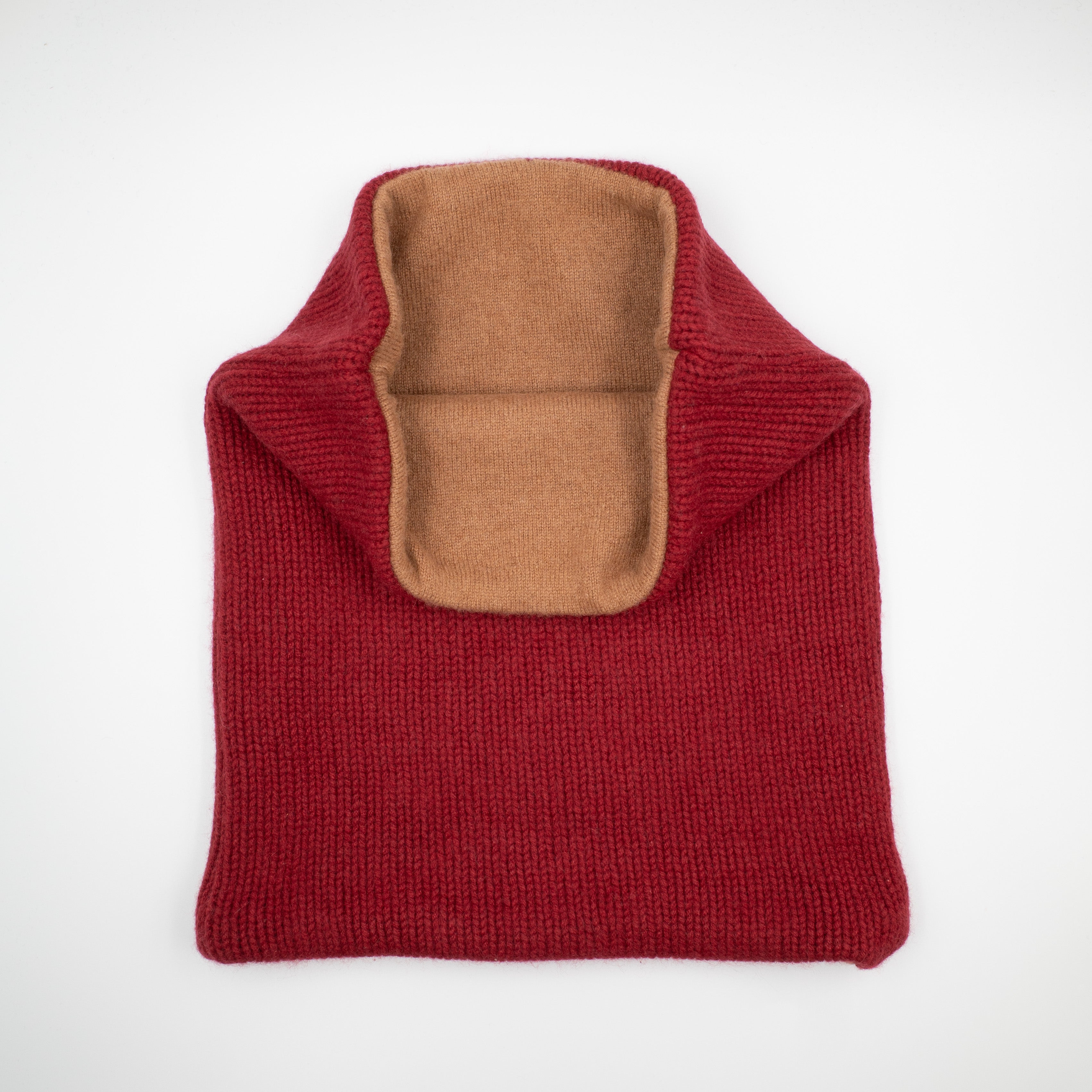 Crimson Red and Camel Luxury Double Layered Snood