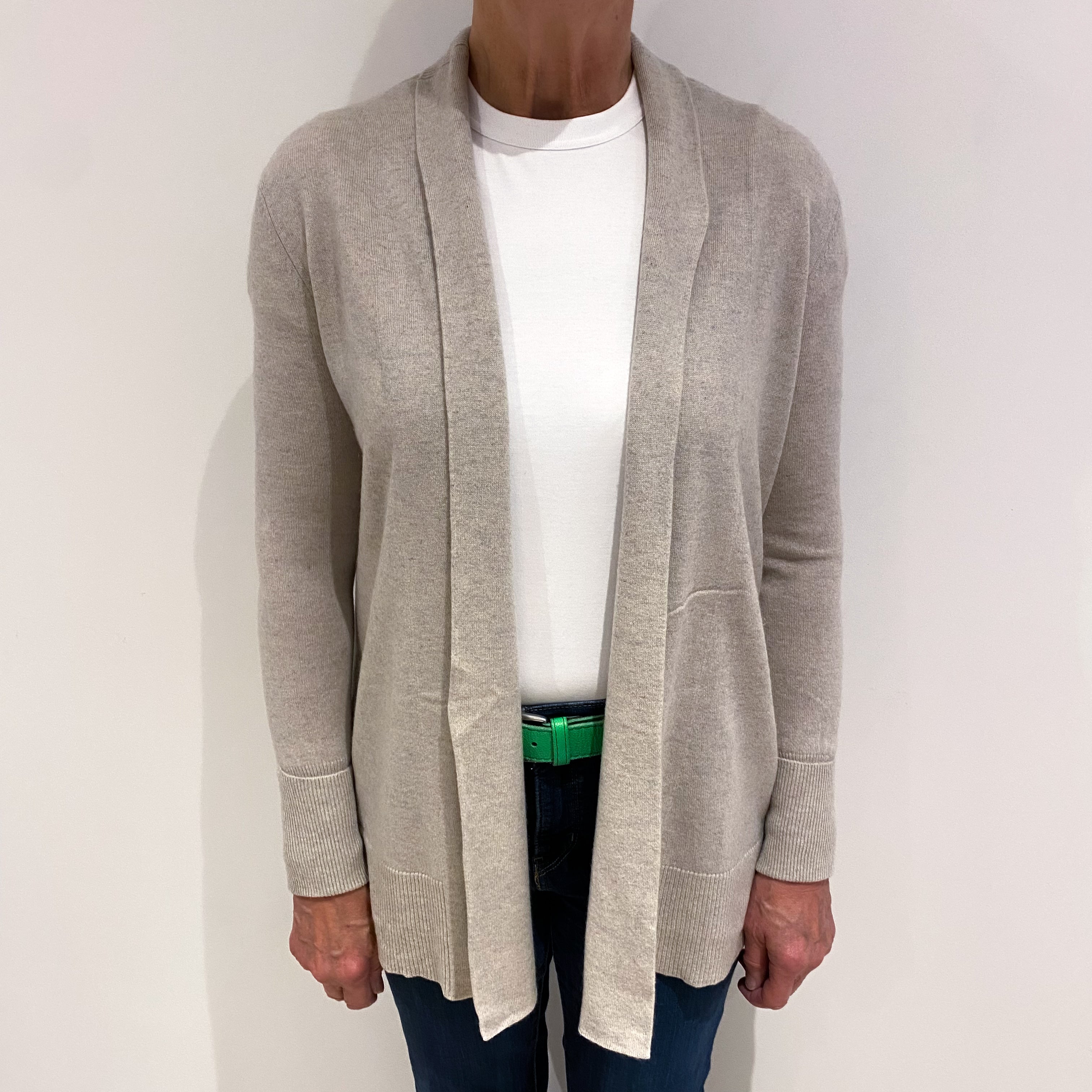 Mist Grey Cashmere Edge to Edge Cardigan Medium