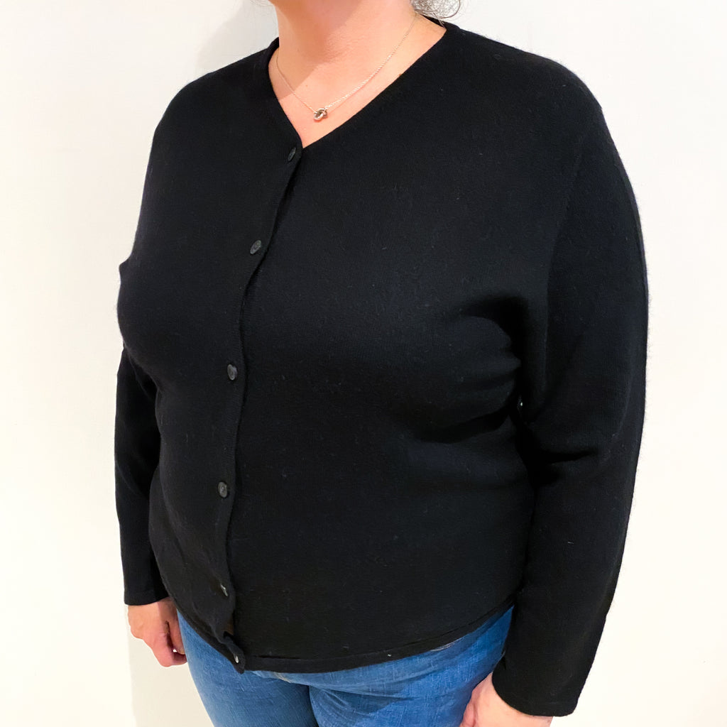 Black Cashmere V Neck Cardigan Extra Large