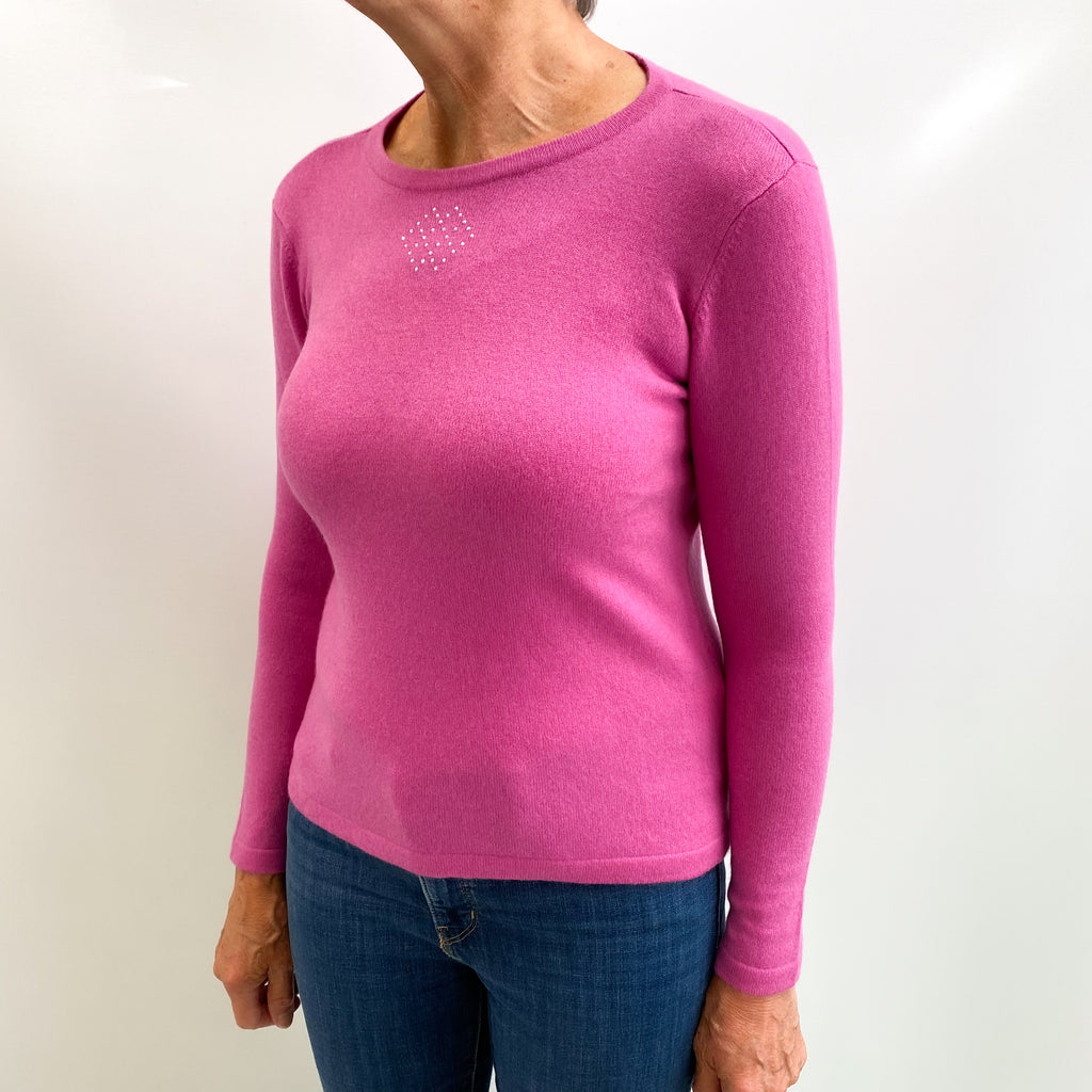 Loganberry Pink Cashmere Crew Neck Jumper Medium