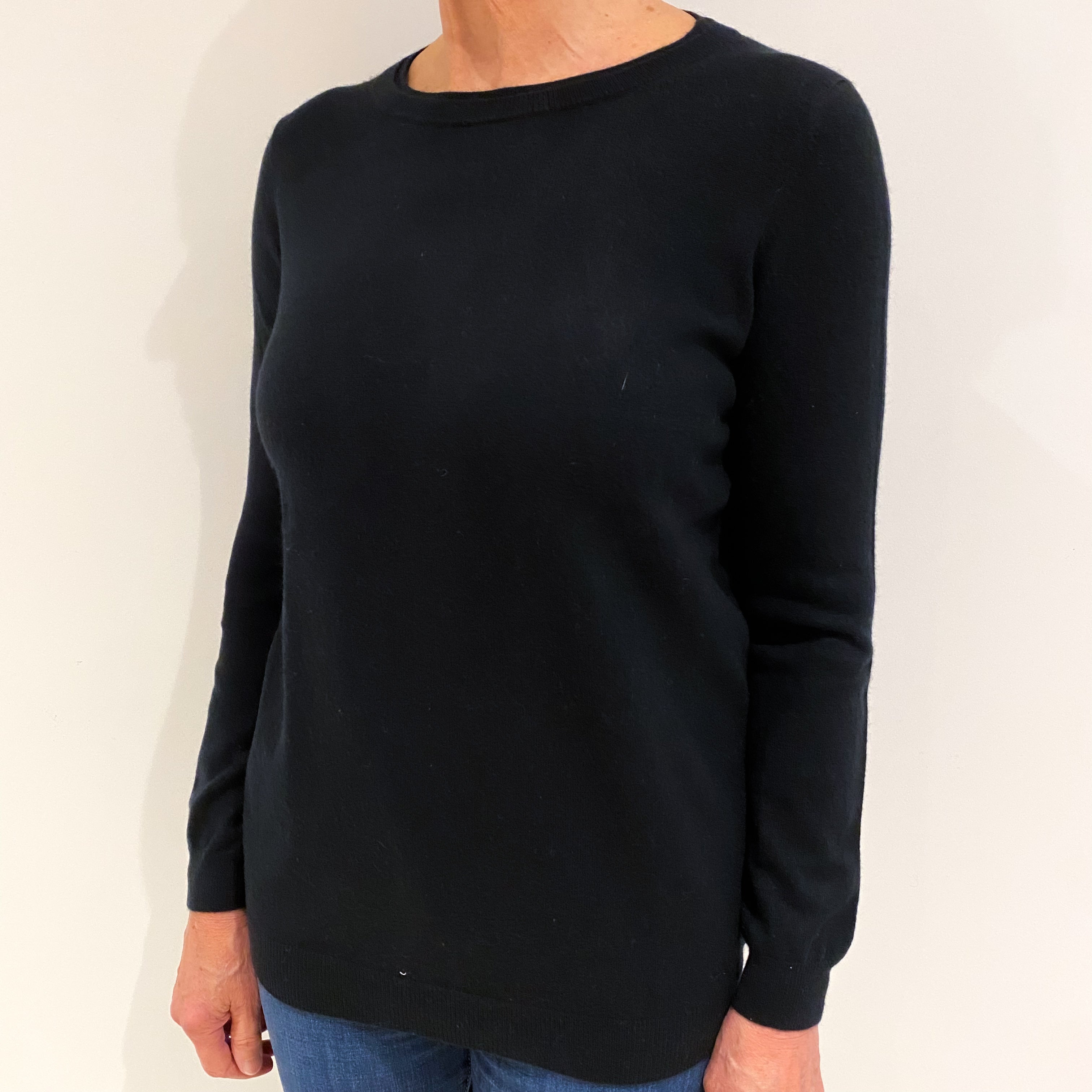 Black Cashmere Crew Neck Jumper Medium