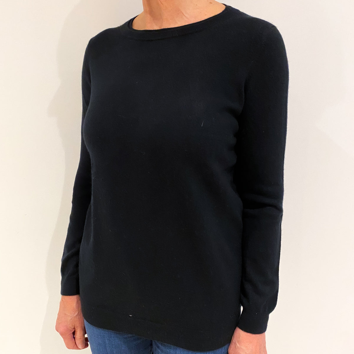 Black Cashmere Crew Neck Jumper Medium