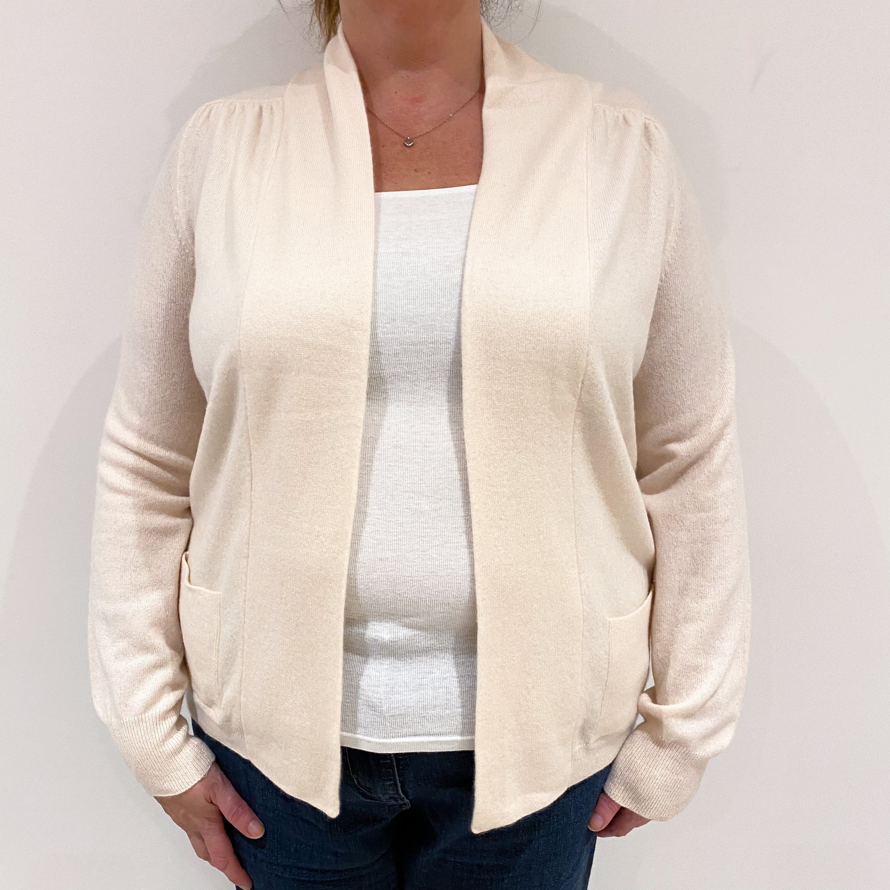 Pale Shell Pink Cashmere Edge to Edge Cardigan Extra Large