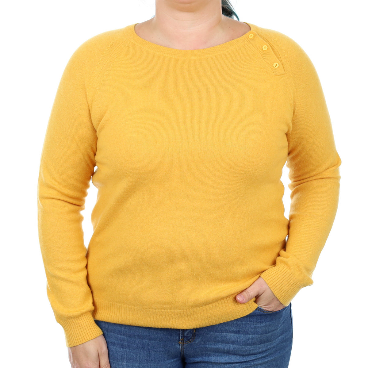 Sunflower Yellow Cashmere Crew Neck Jumper Large
