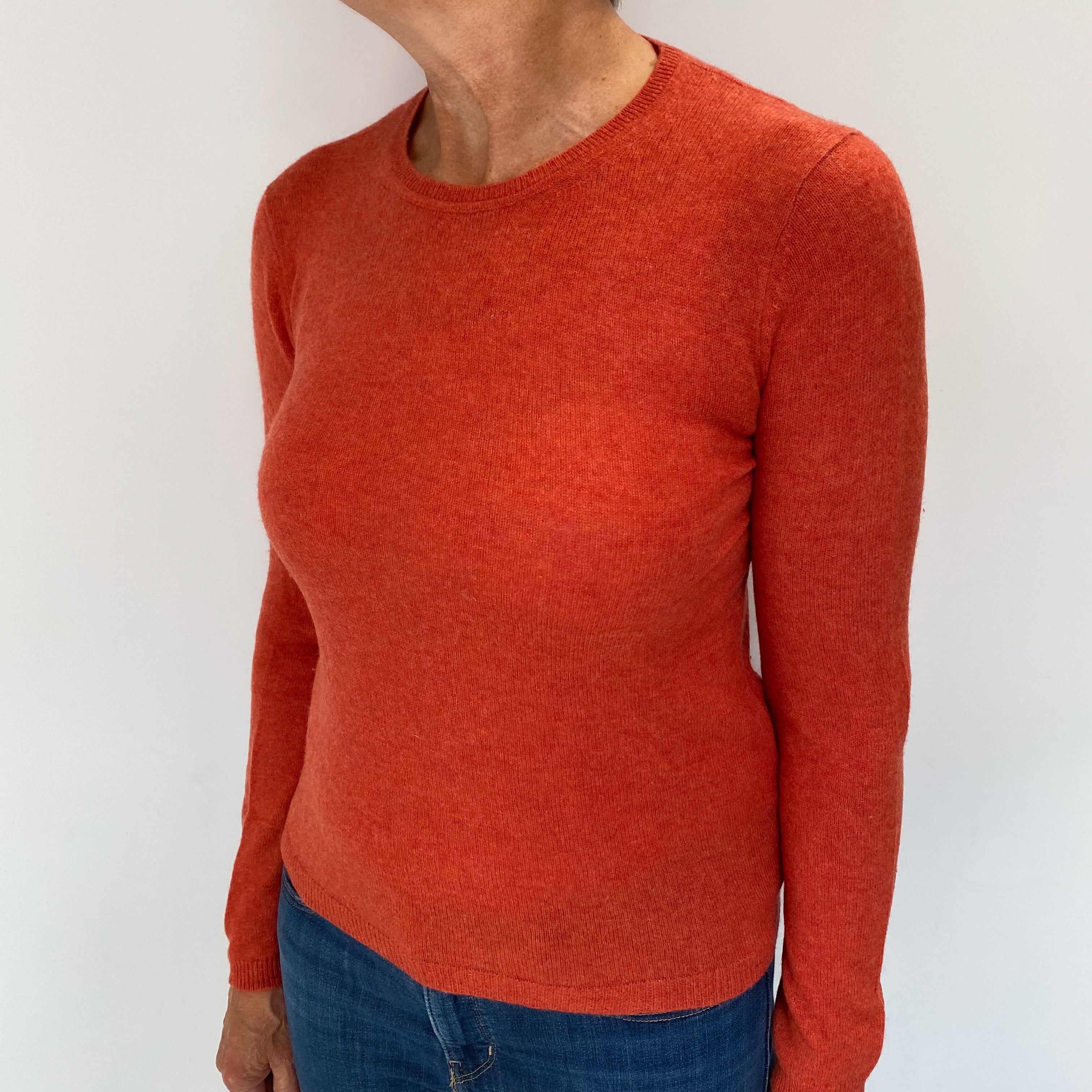 Burnt Orange Cashmere Crew Neck Jumper Medium