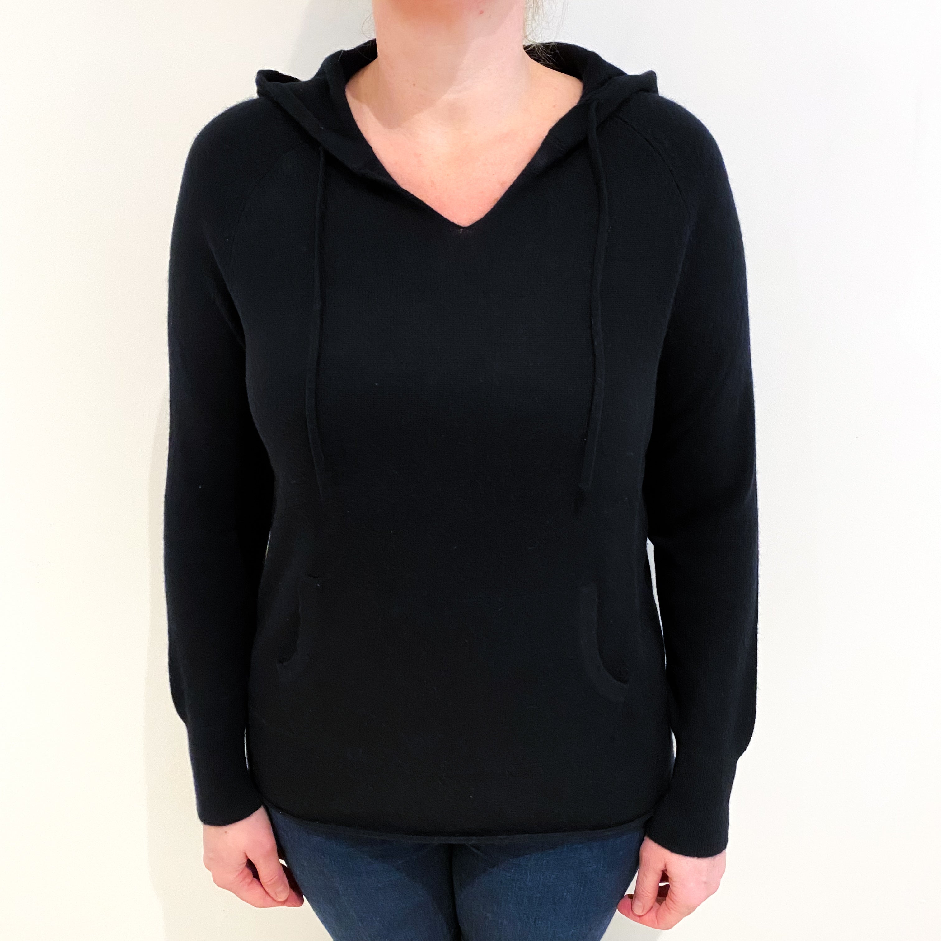 Black Cashmere Hoodie Jumper Large