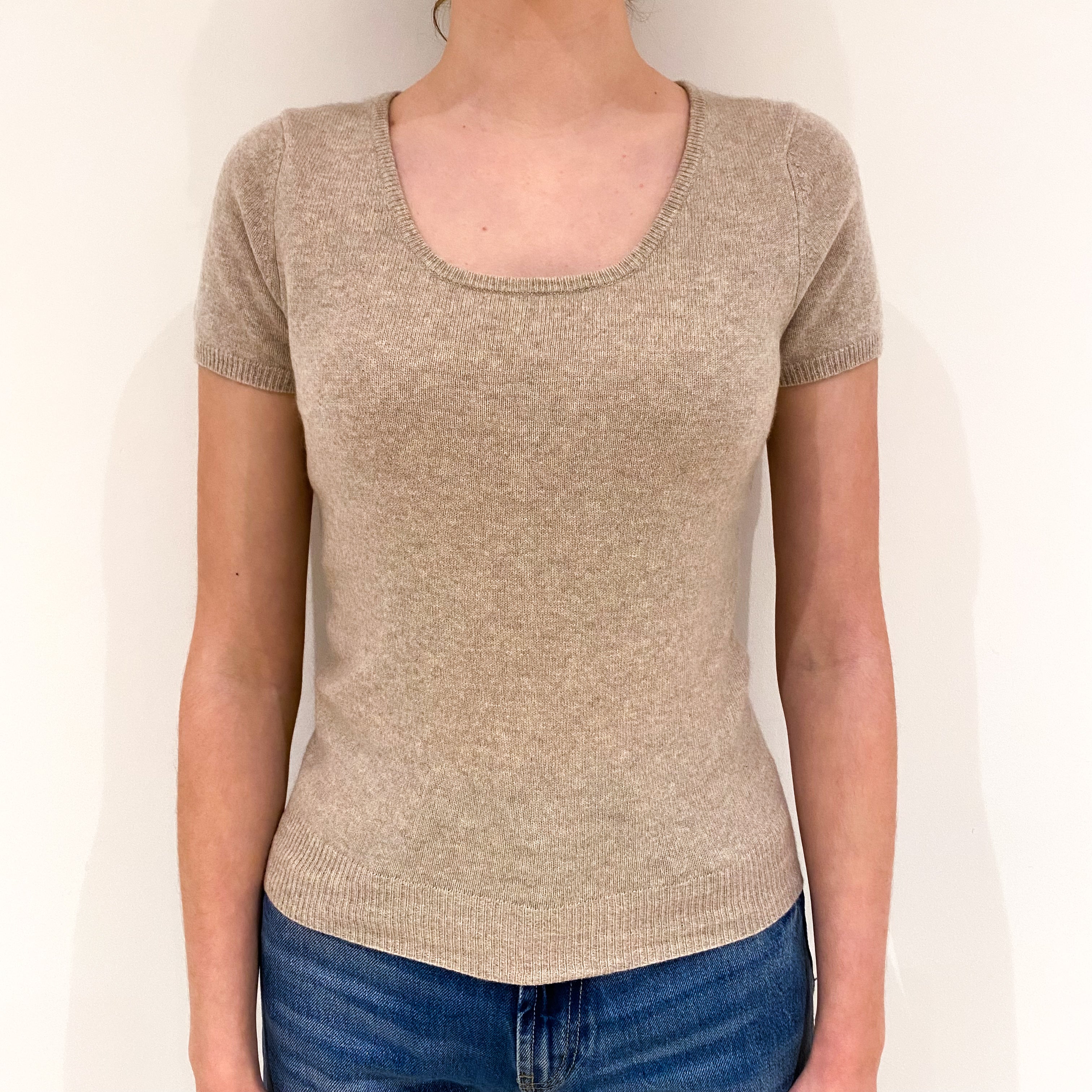 Fawn Beige Cashmere Crew Neck Jumper Extra Small