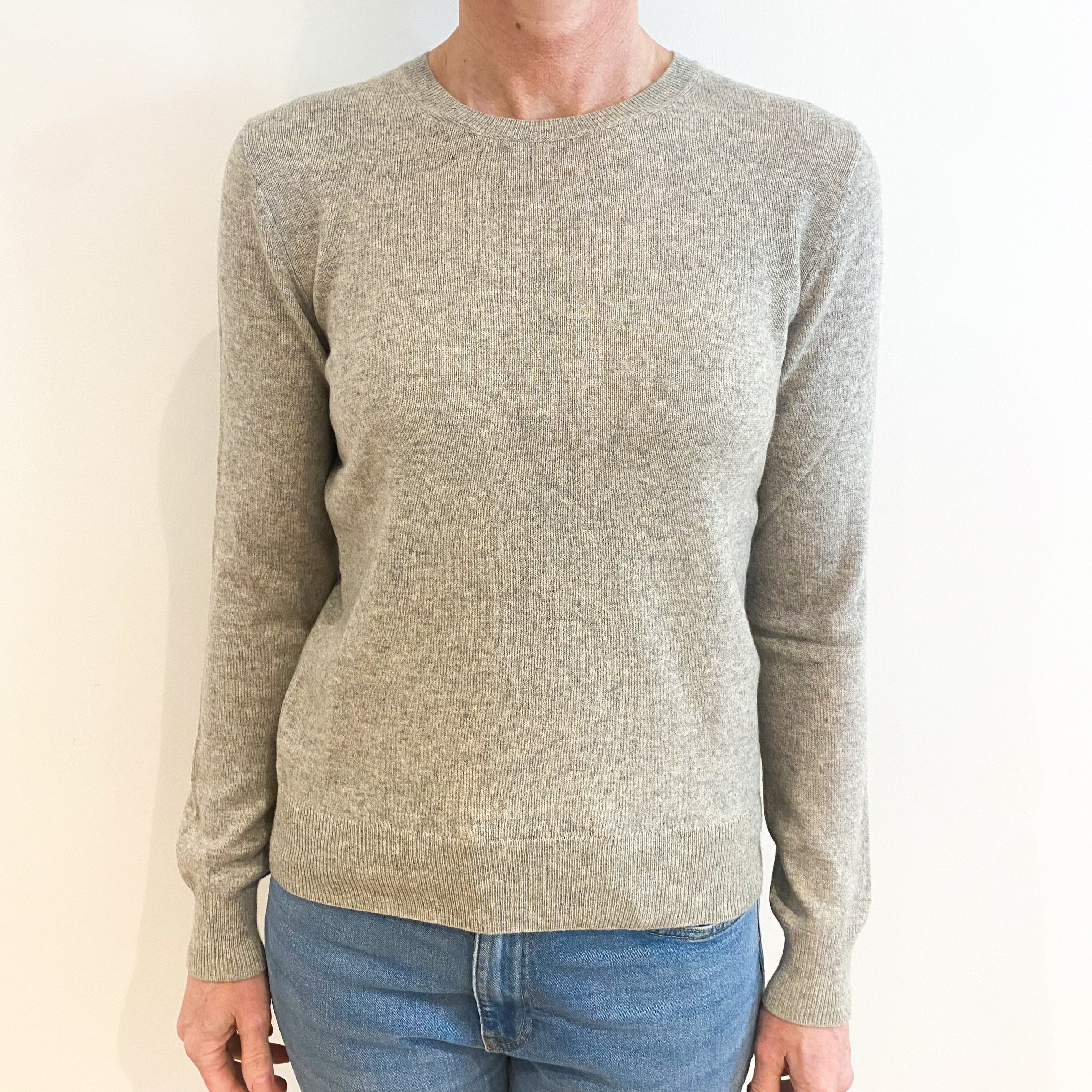 Steel Grey Cashmere Crew Neck Jumper Small
