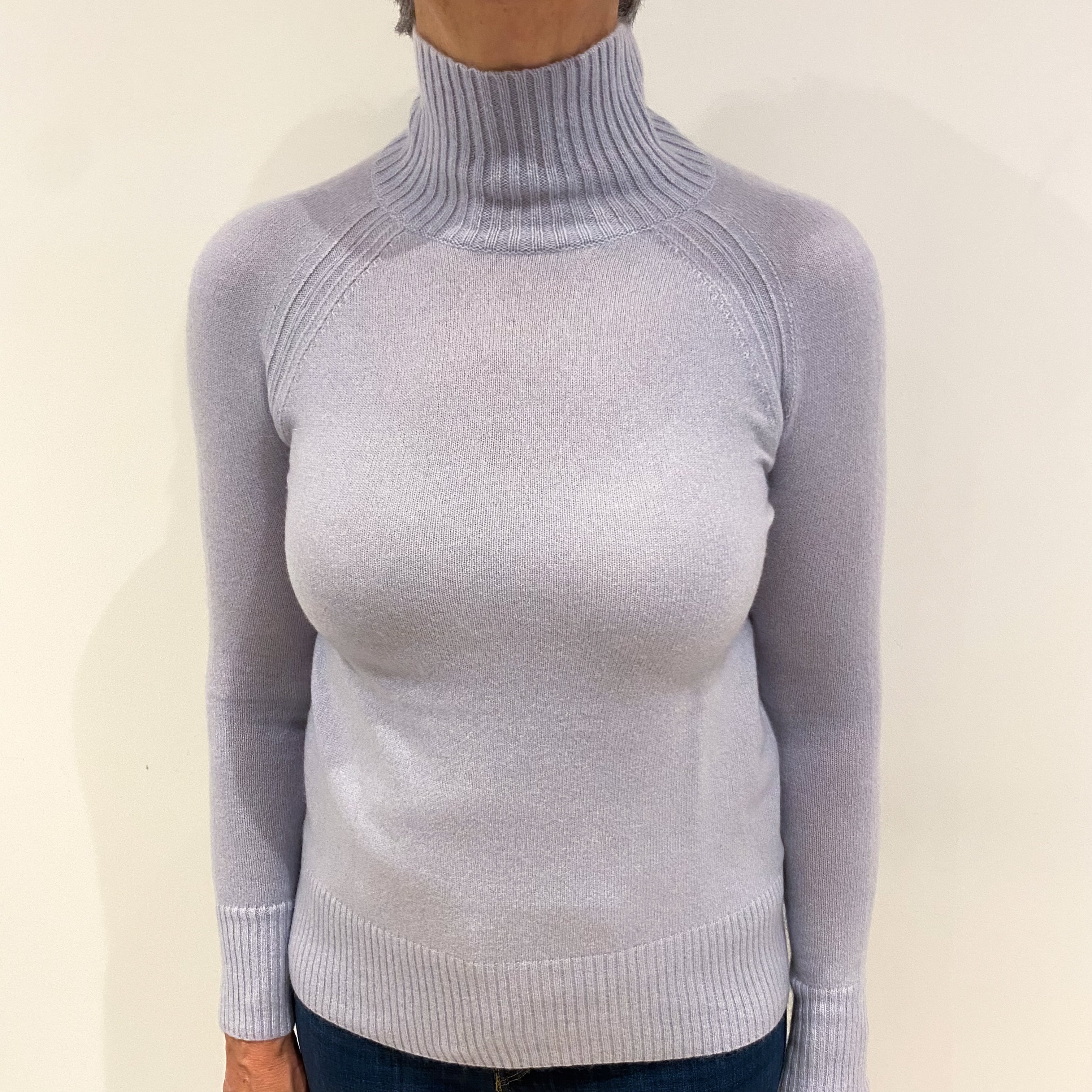 Ice Blue Cashmere Turtle Neck Jumper Medium