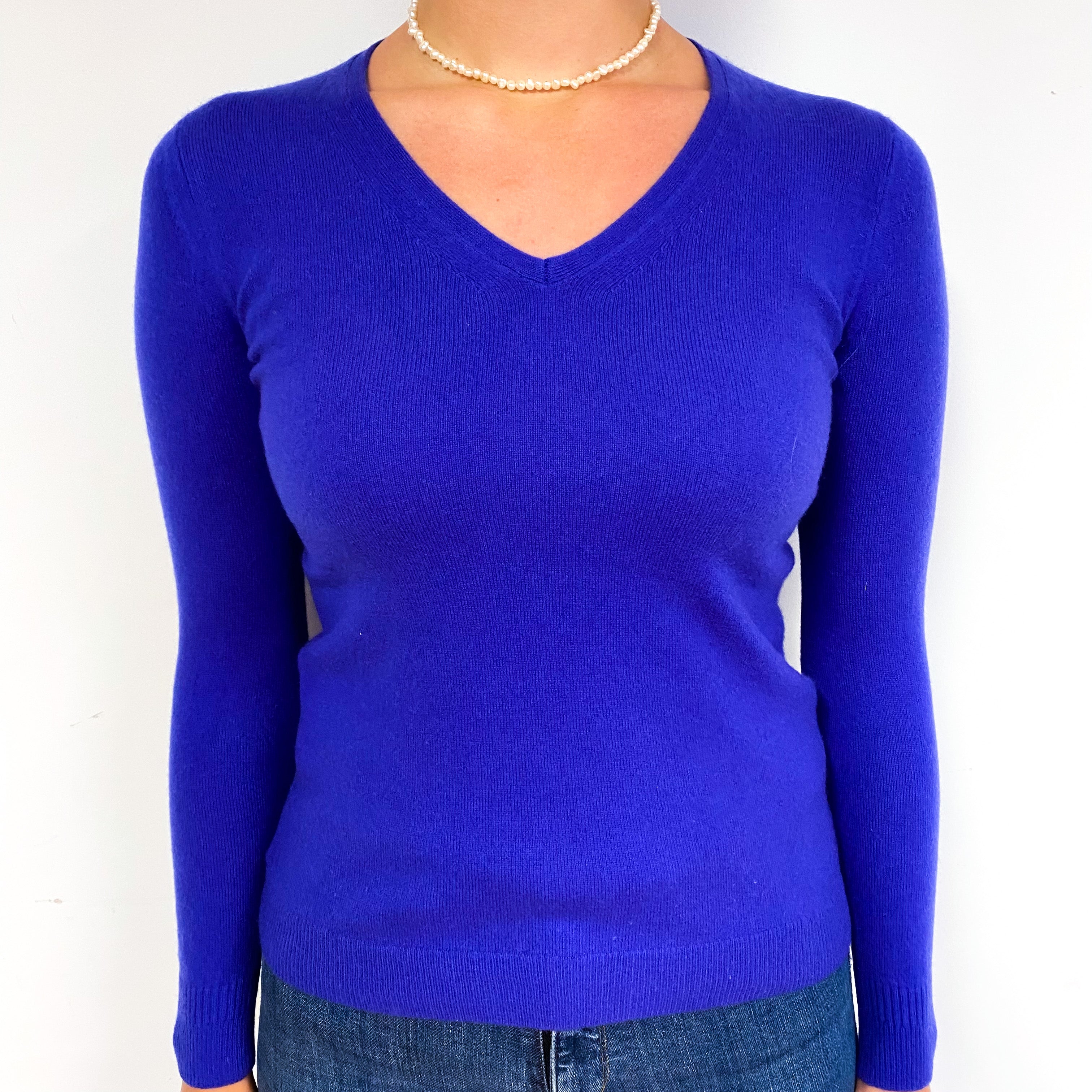 Indigo Purple Cashmere V-Neck Jumper Small