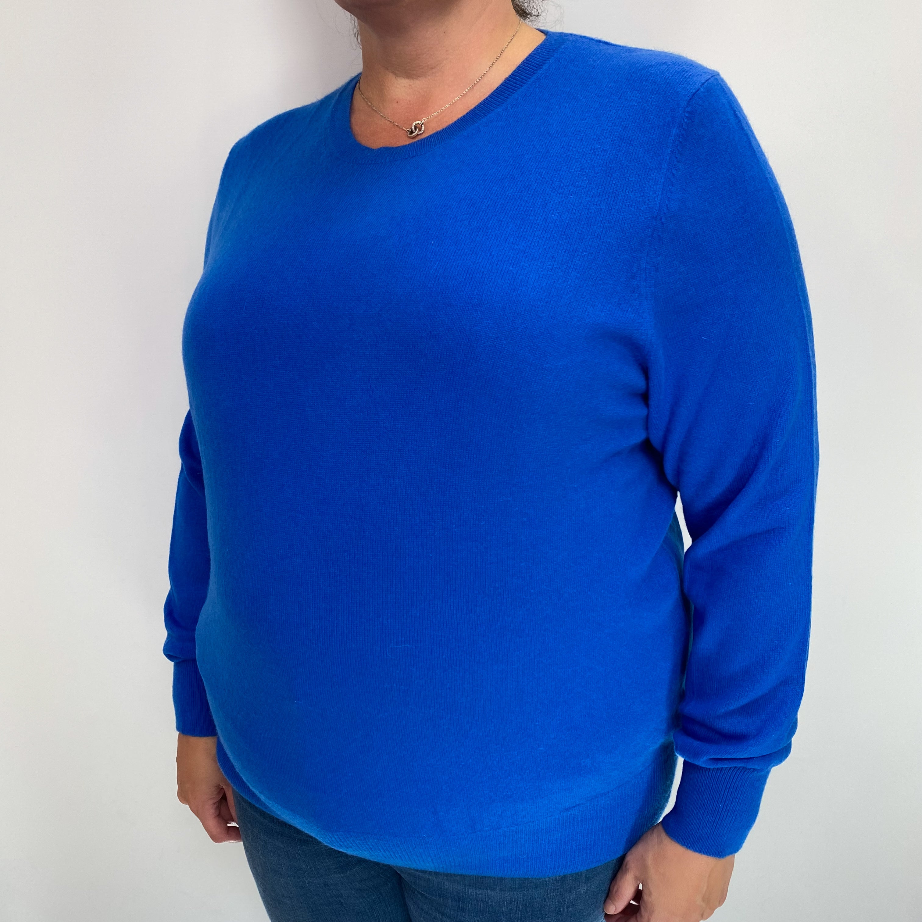 Electric Blue Cashmere Crew Neck Jumper Extra Large