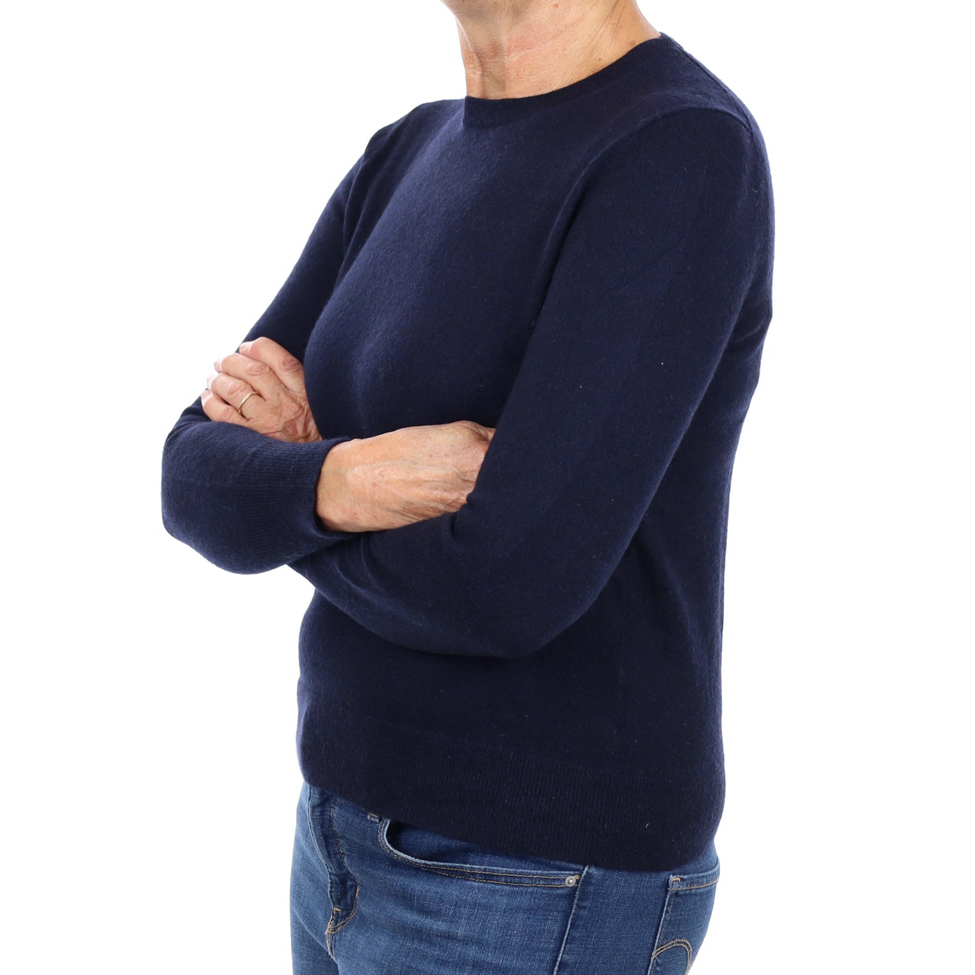 Navy Blue Cashmere Crew Neck Jumper Medium