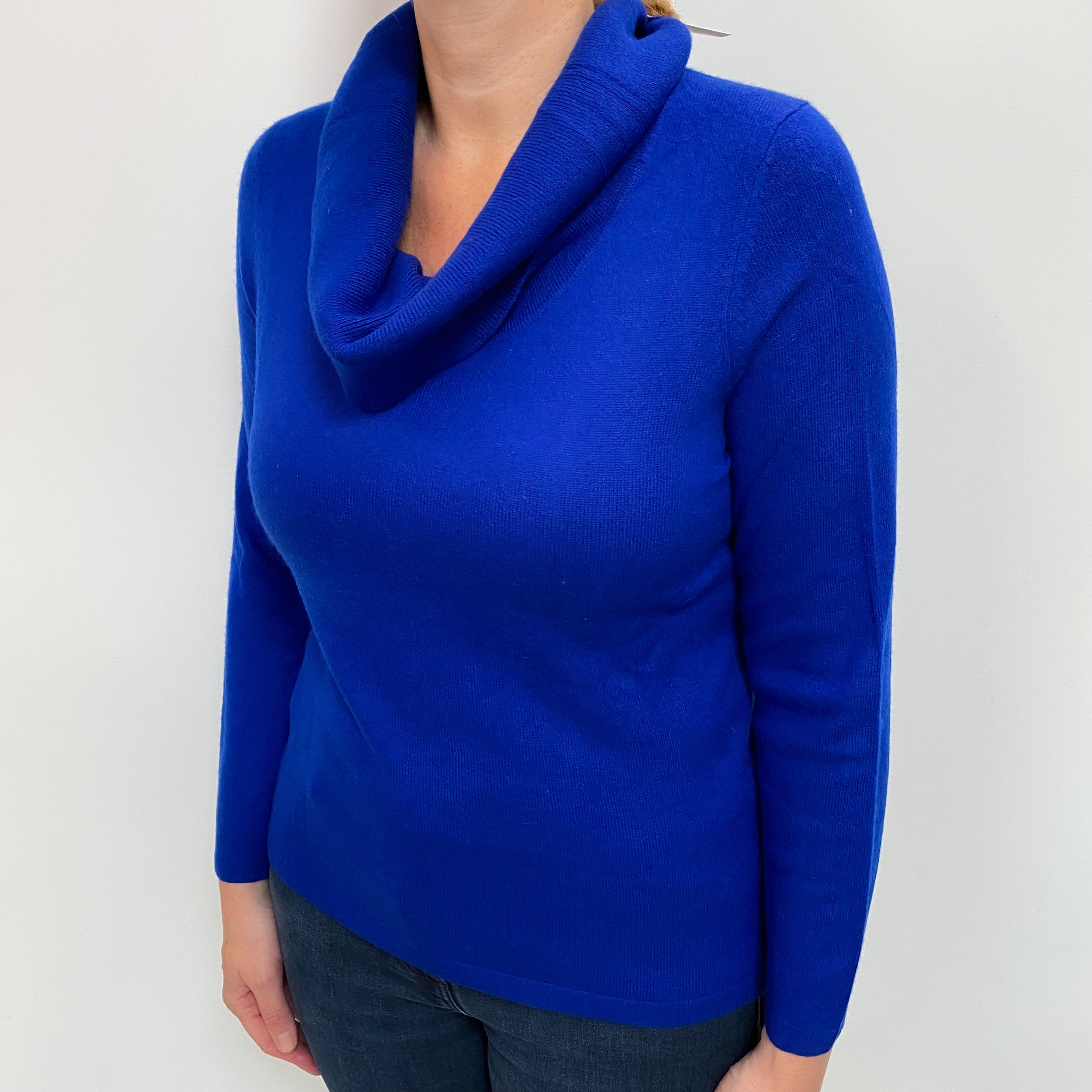 Admiral Blue Cashmere Cowl Neck Jumper Large