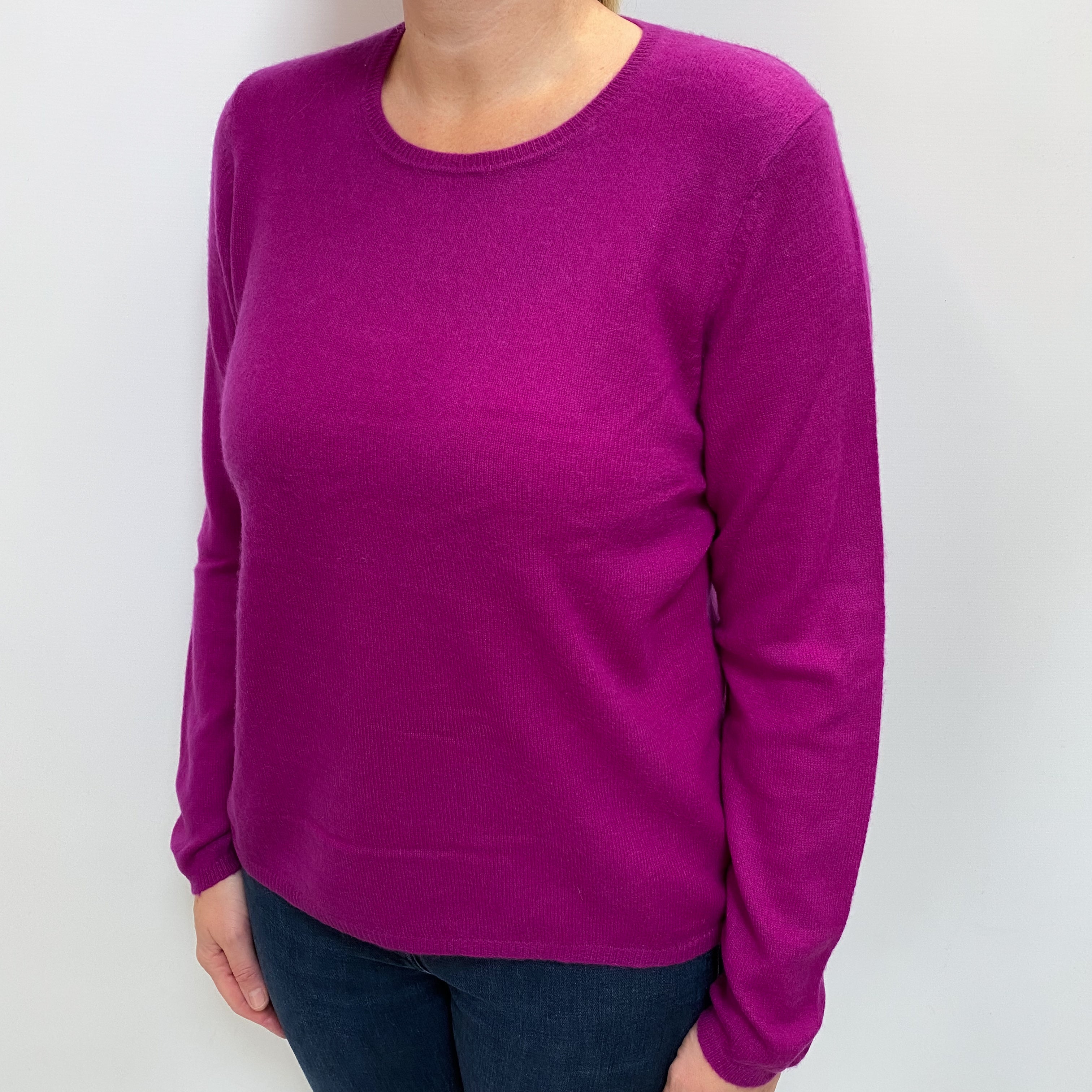 Magenta Purple Cashmere Crew Neck Jumper Large