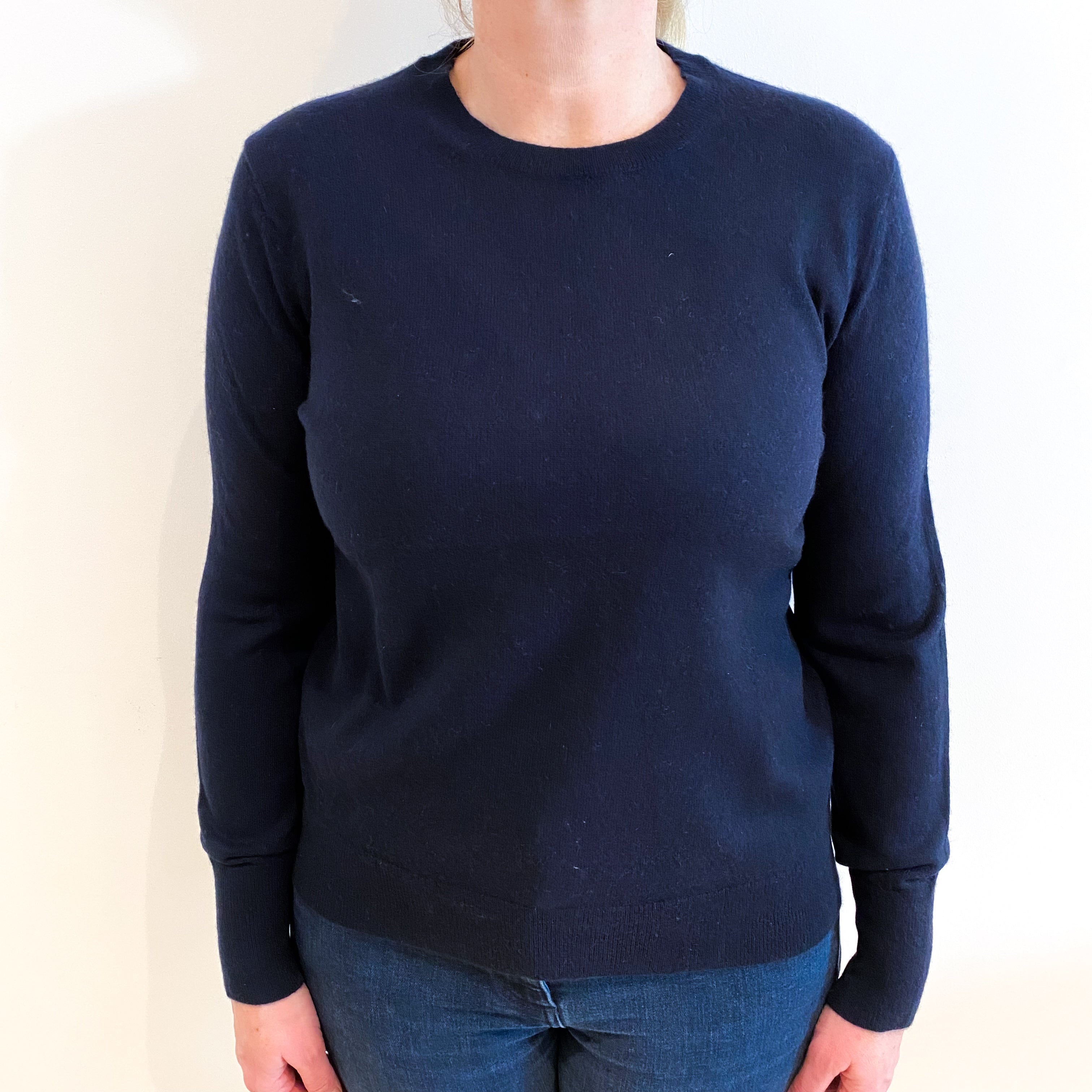 Navy Blue Cashmere Crew Neck Jumper Large