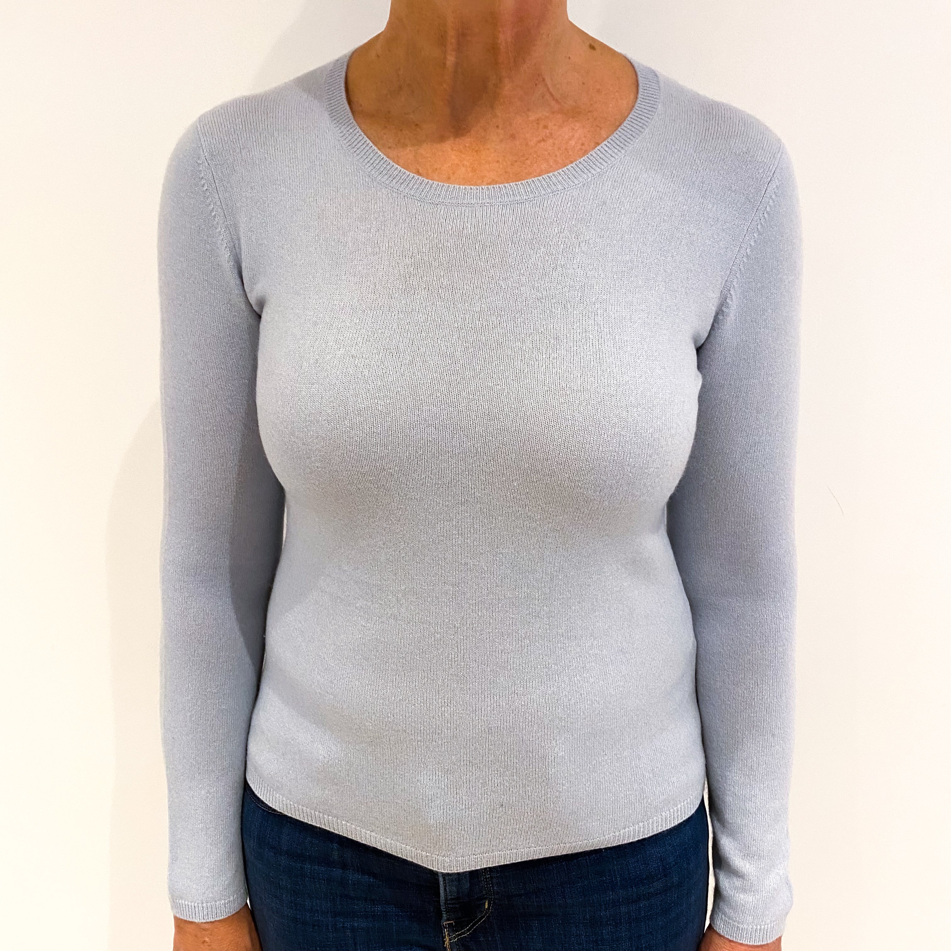 Ice Blue Cashmere Crew Neck Jumper Medium