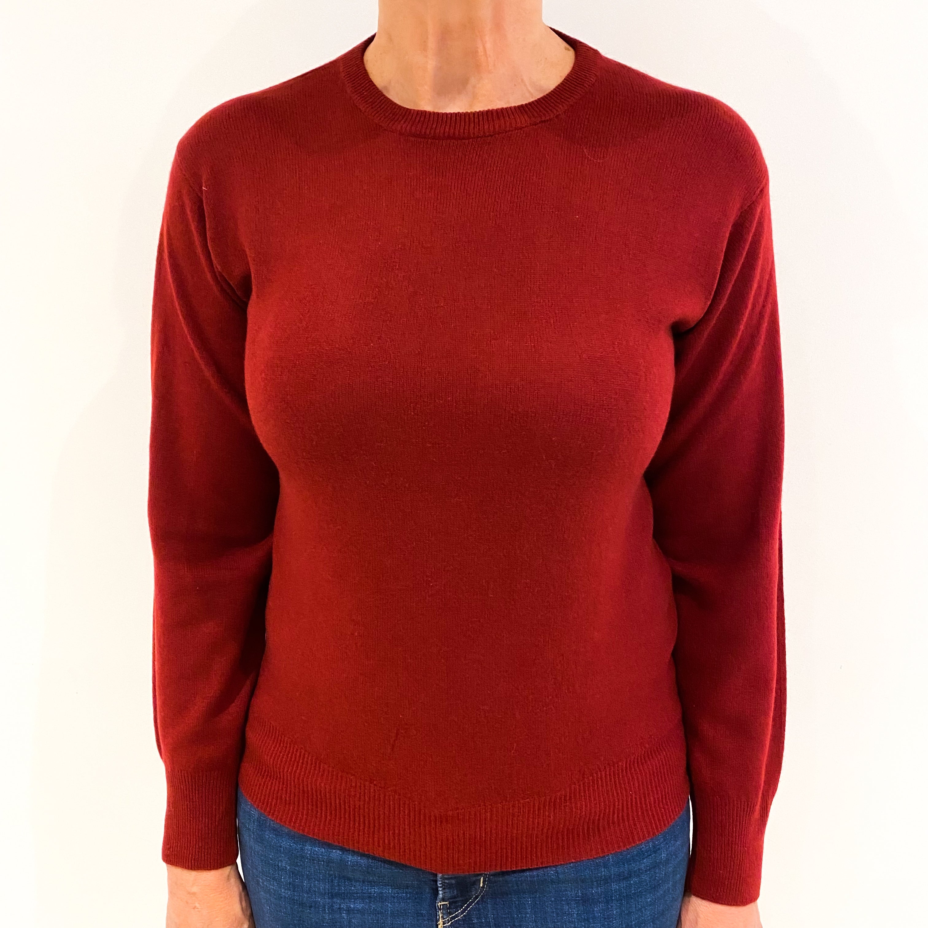 Brick Red Cashmere Crew Neck Jumper Medium