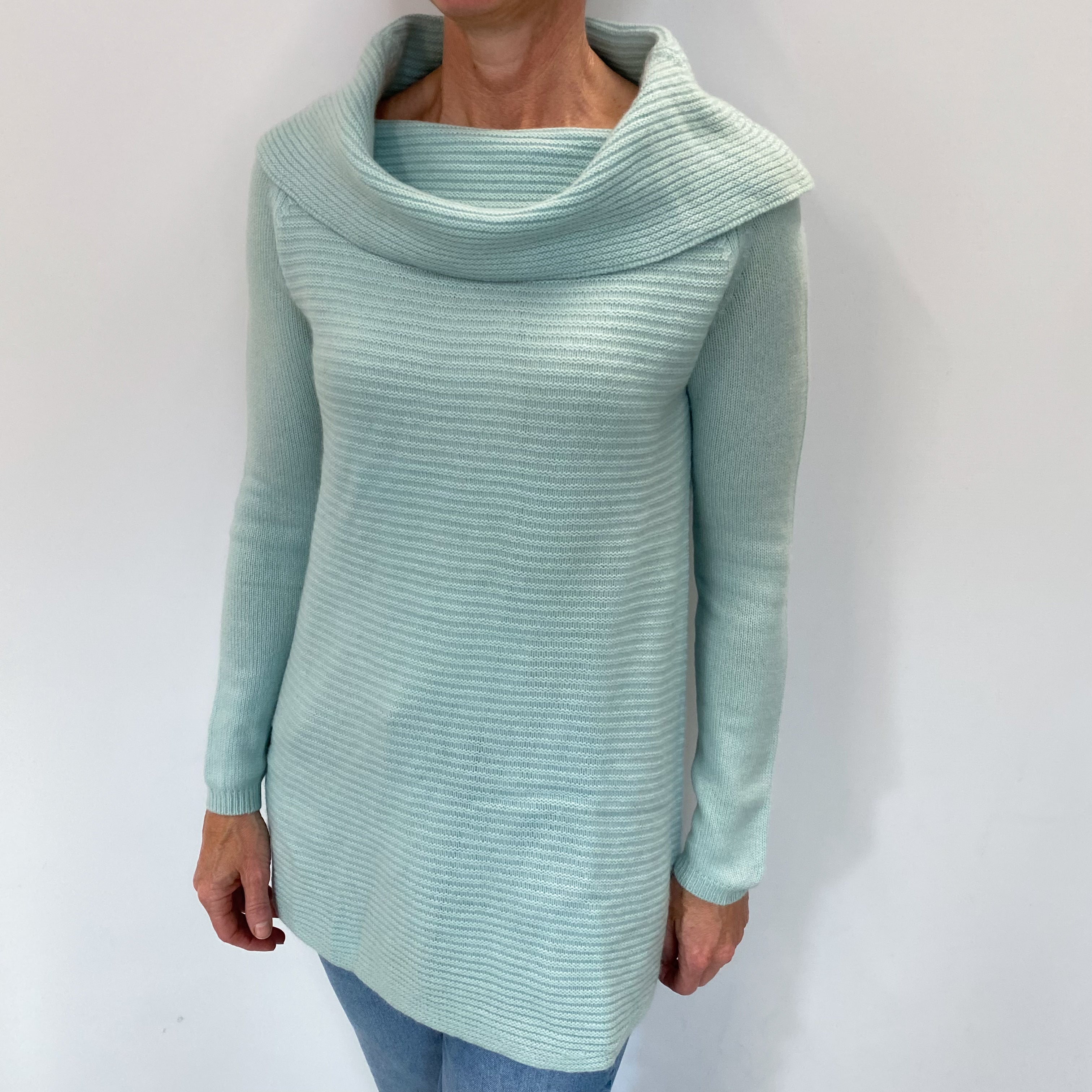 Mint Green Cashmere Cowl Neck Jumper Small