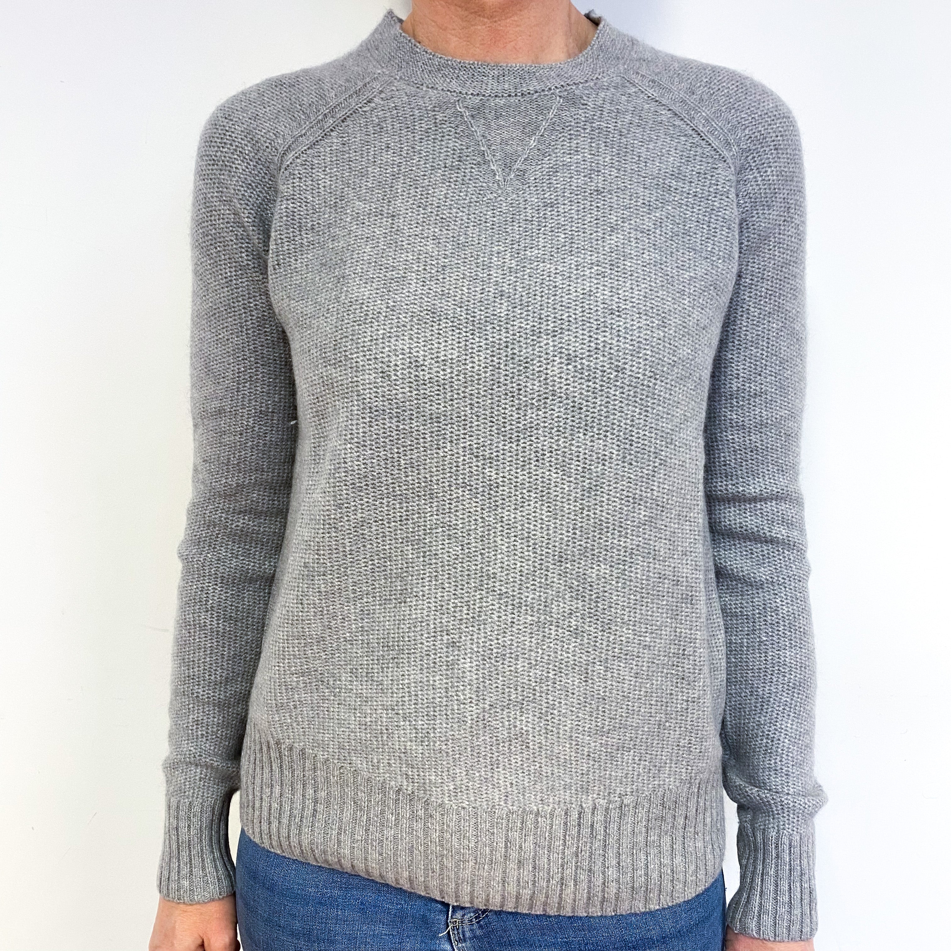 Smoke Grey Chunky Cashmere Crew Neck Jumper Medium