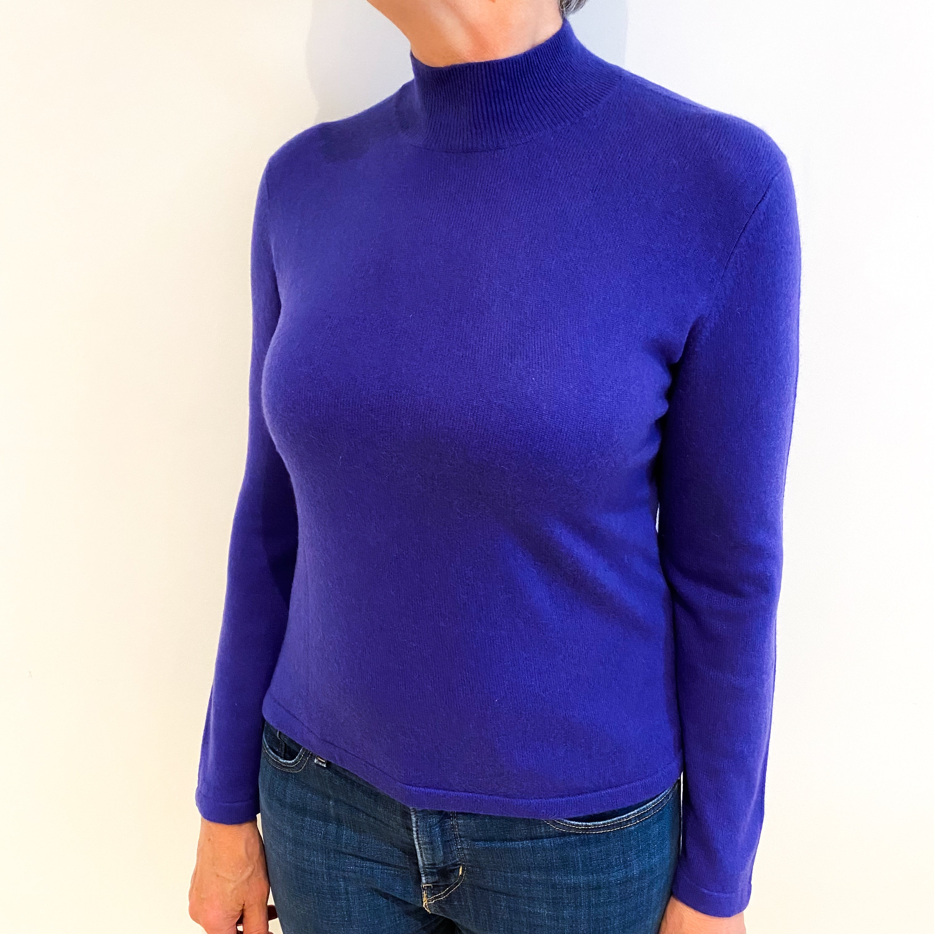 Iris Purple Cashmere Turtle Neck Jumper Medium