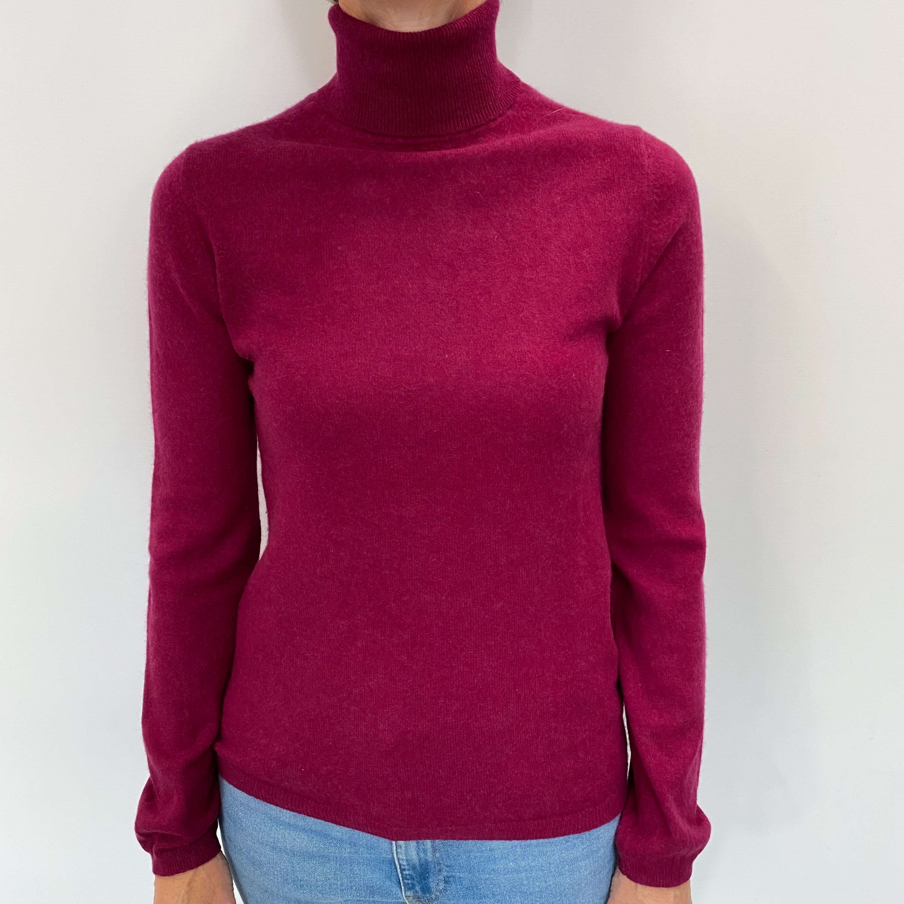 Mulberry Purple Cashmere Polo Neck Jumper Small