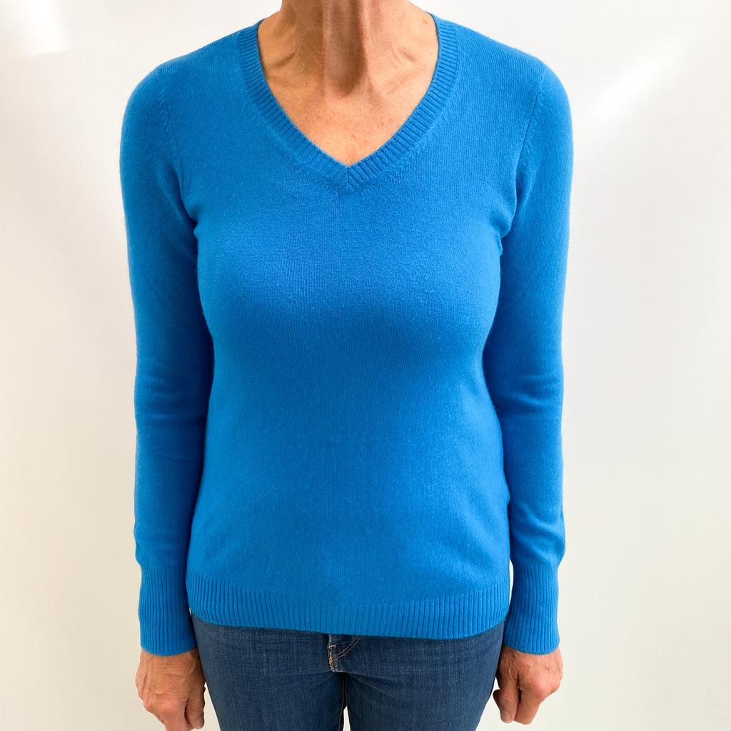 Dark Turquoise Cashmere V Neck Jumper Medium