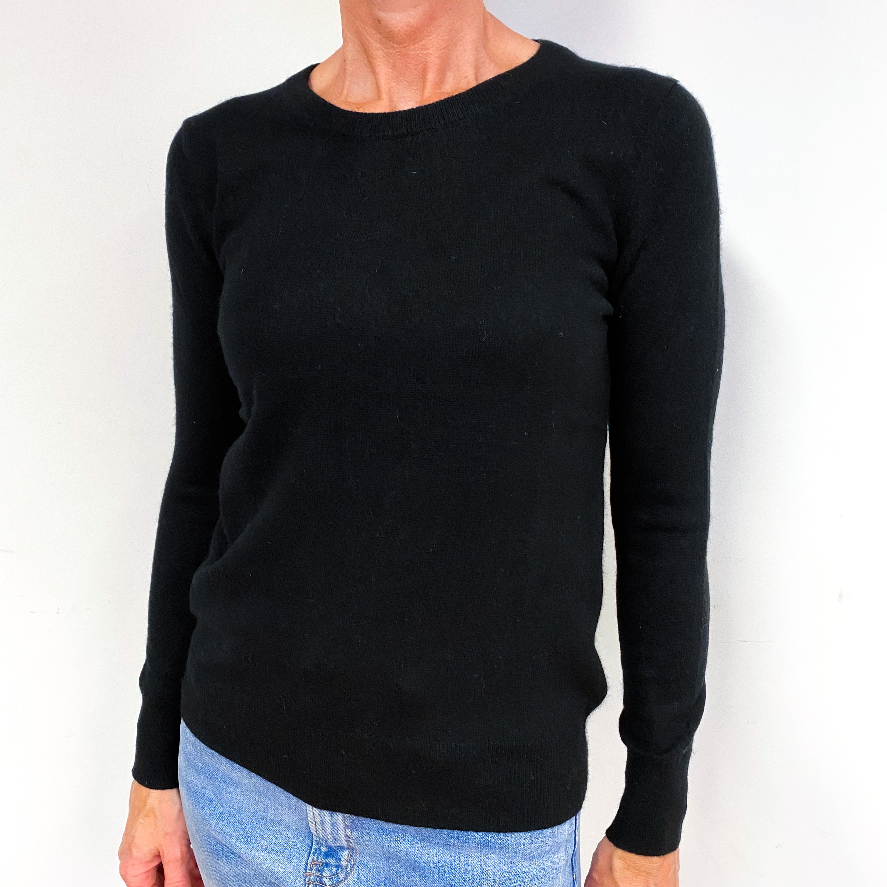 Black Cashmere Crew Neck Jumper Medium
