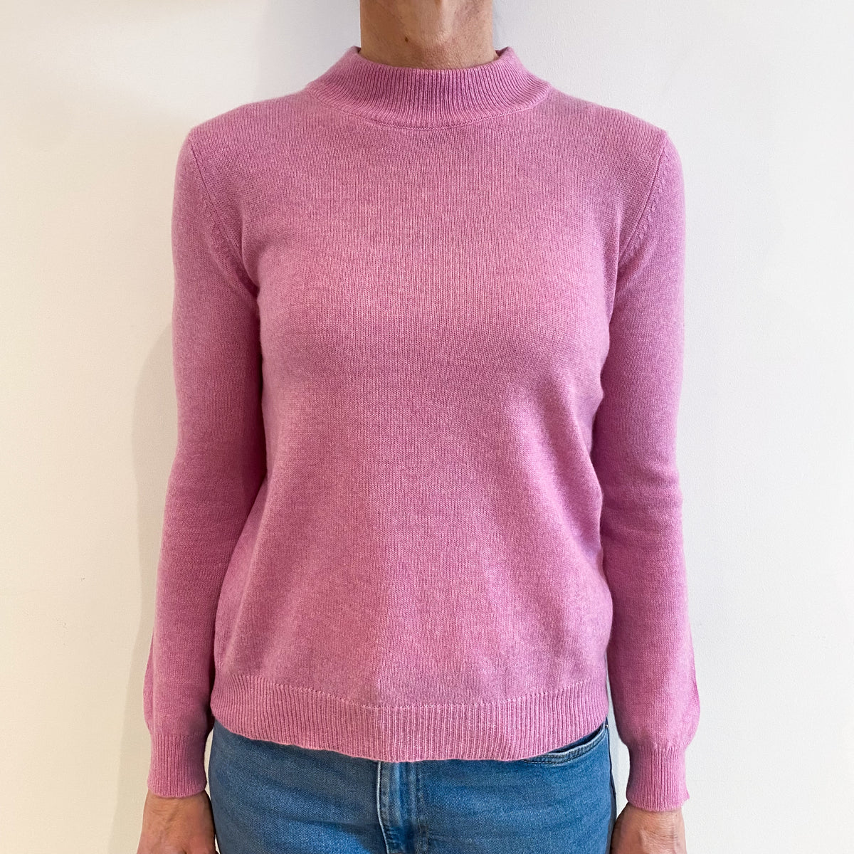 Foxglove Pink Cashmere Turtle Neck Jumper Small
