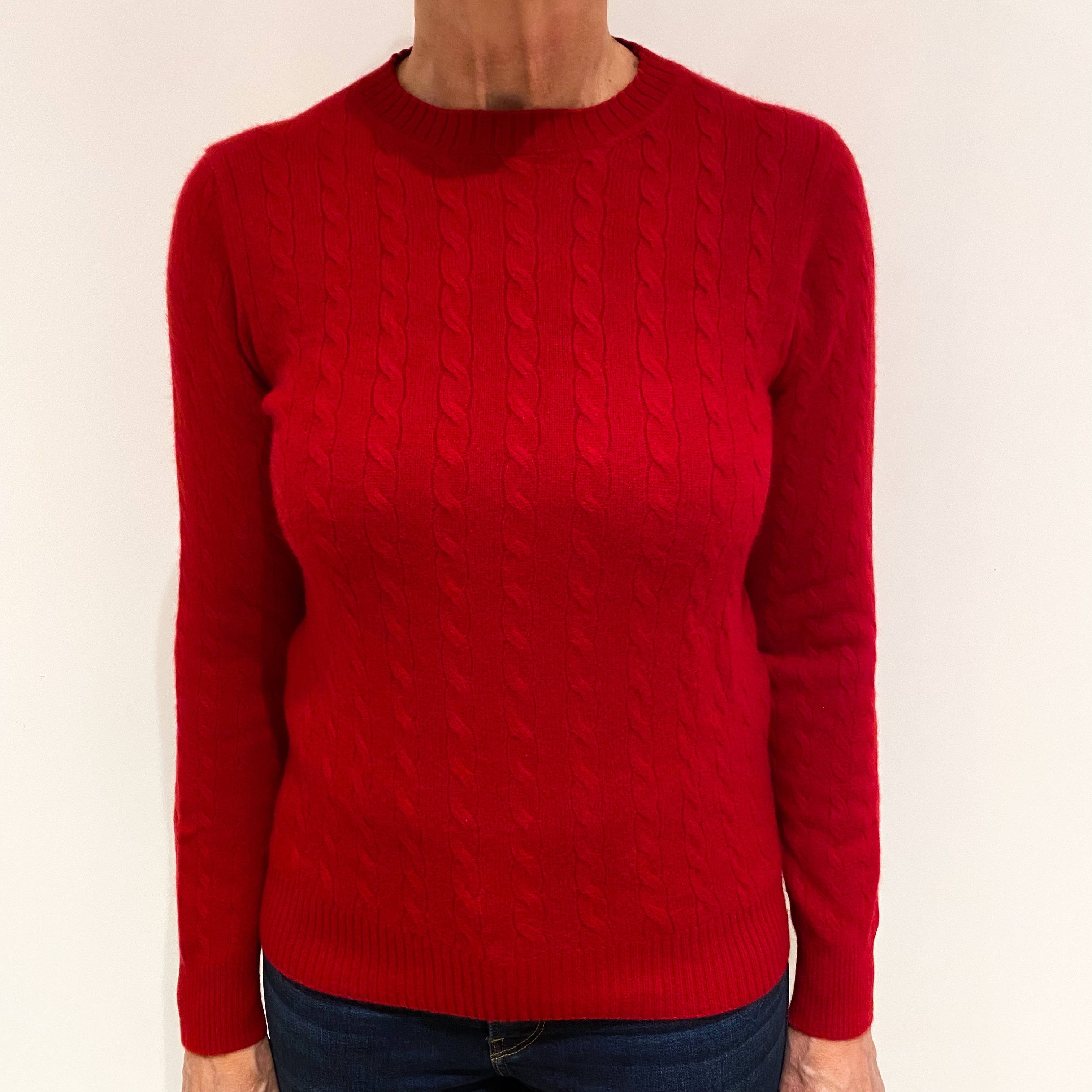 Post Box Red Cashmere Crew Neck Jumper Medium