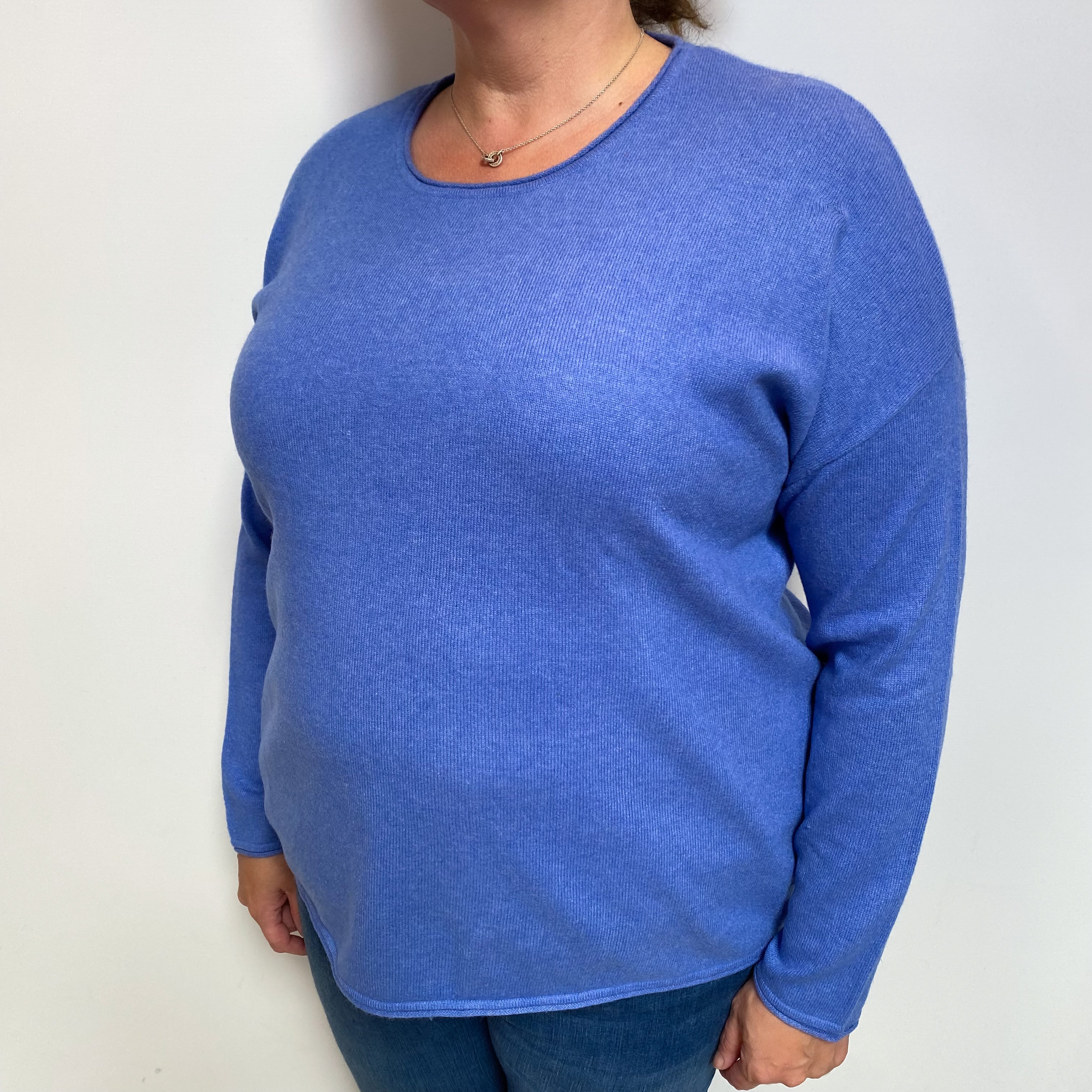 Tanzanite Blue Cashmere Crew Neck Jumper Extra Large